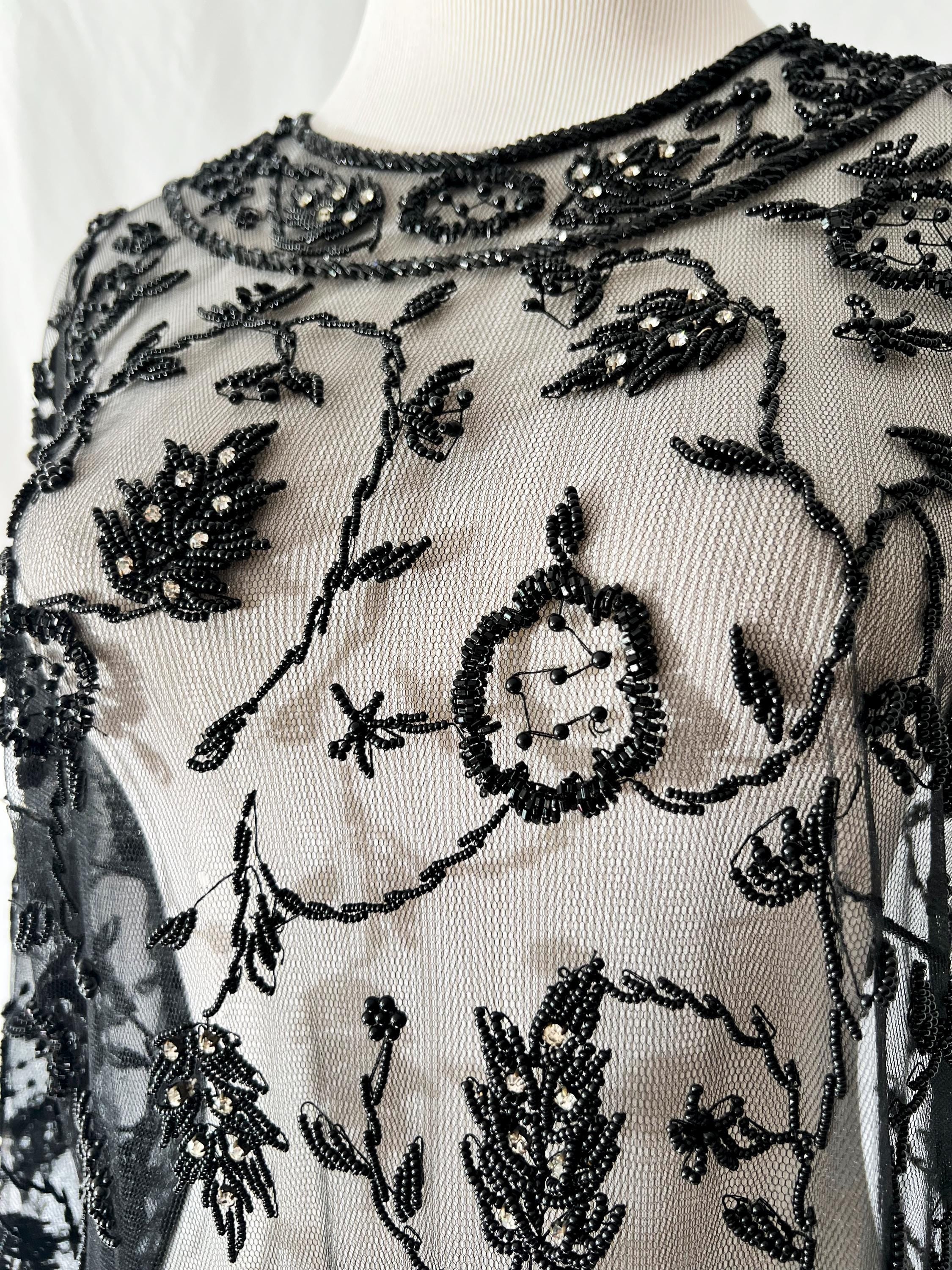 vintage sheer beaded dress medium / large