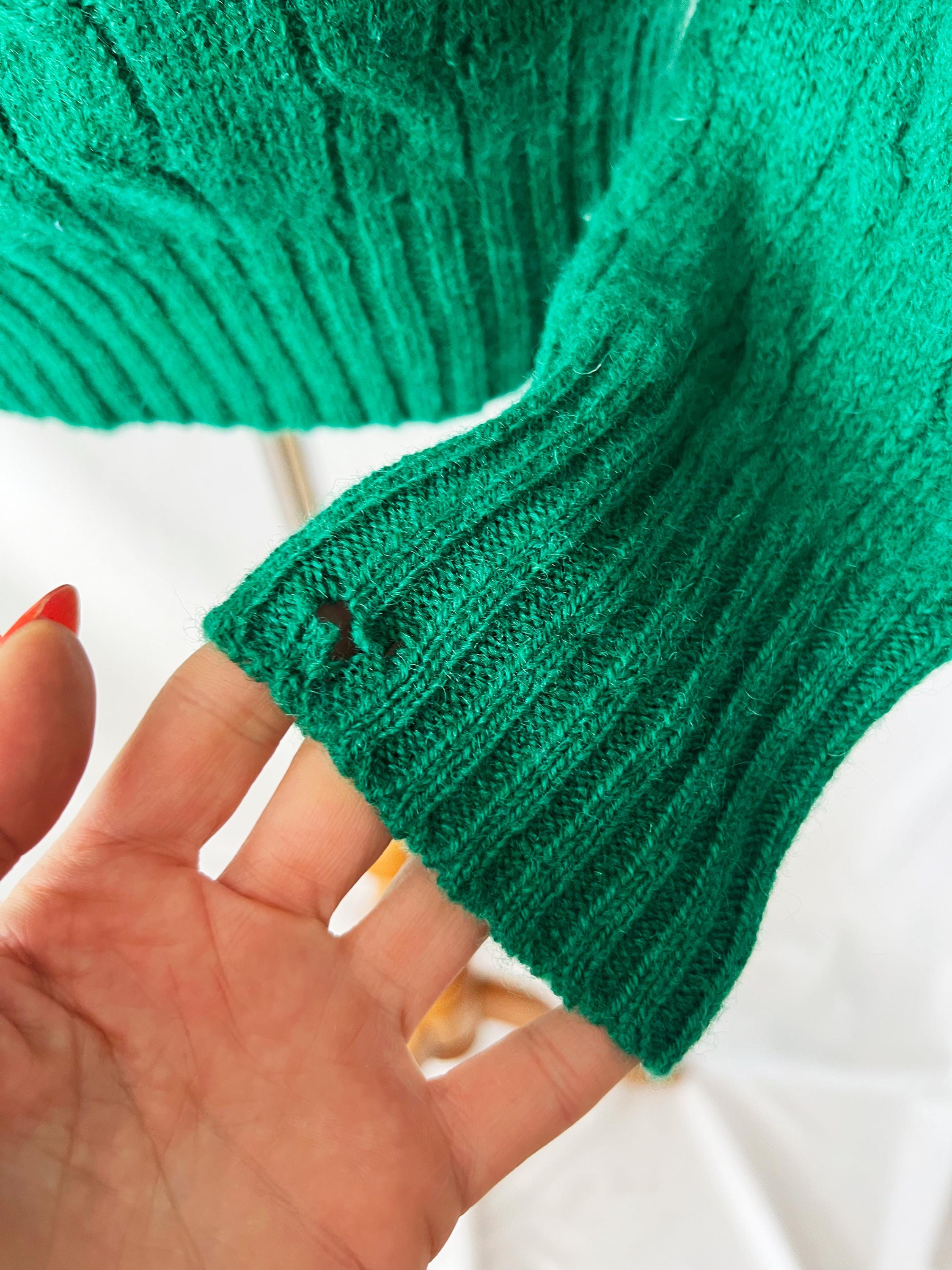 vintage cable knit sweater / emerald green shetland wool sweater / braemer international / medium