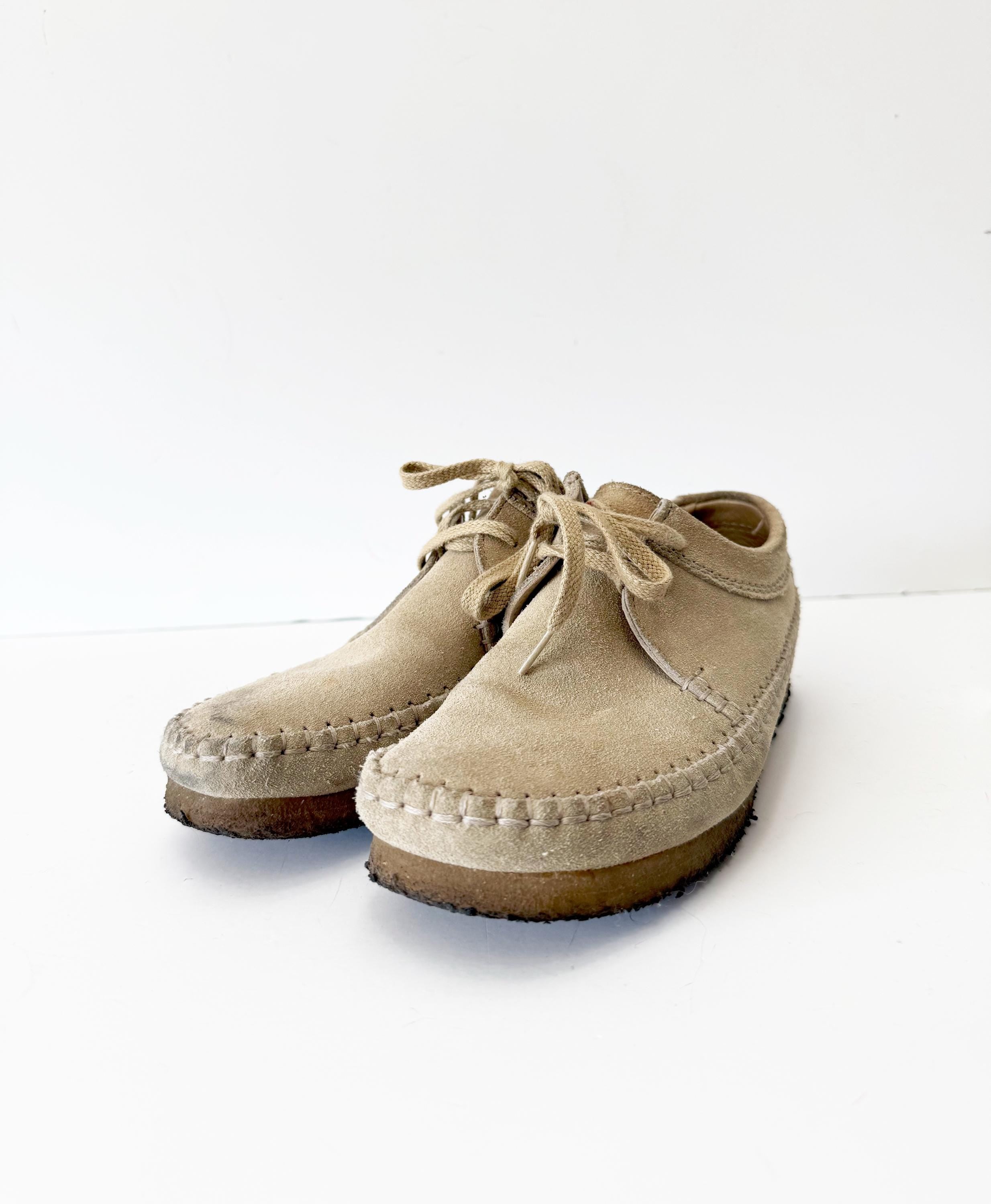 vintage clarks beige moccasin lace up shoes size 8