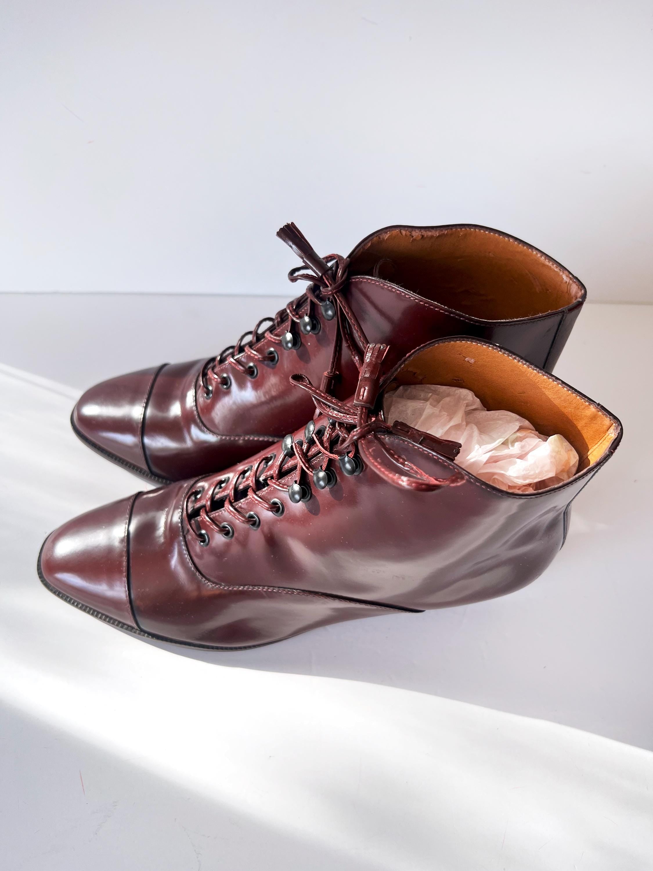vintage 1980s burgundy ankle boots / liz claiborne / 7.5