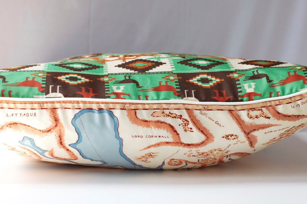 Vintage Scarf Pillow Cover: Maryland Map & Native American Design