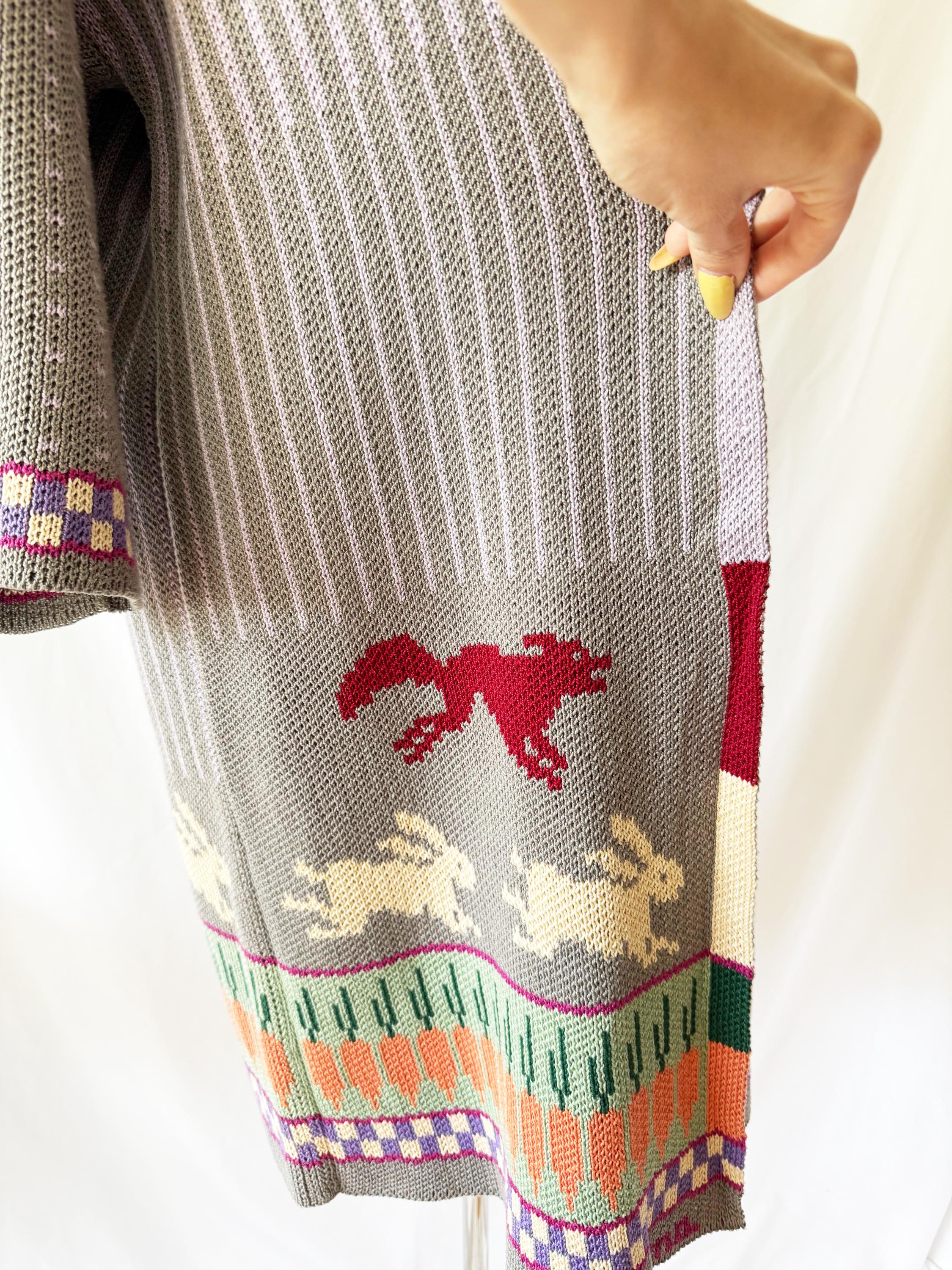 Summa Bunny Rabbit Knit Cardigan Duster  Medium / OS