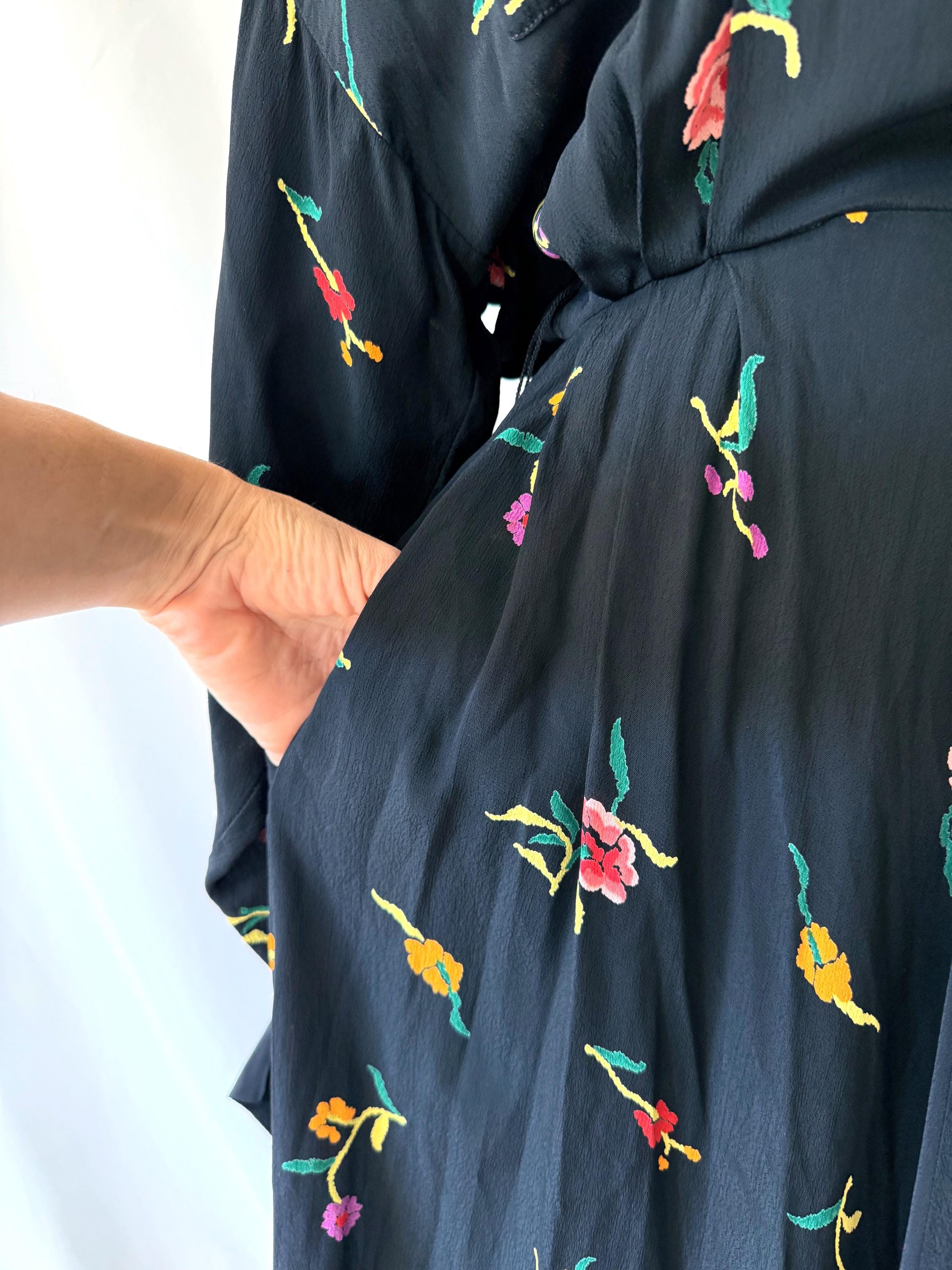 1980s Norma Kamali Floral Dress Size 4