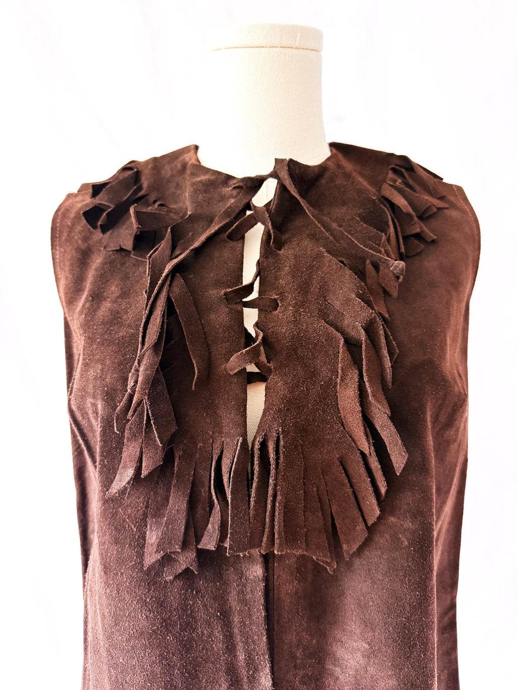 Vintage 60s  Leather Fringe Mini Dress El Greco Small