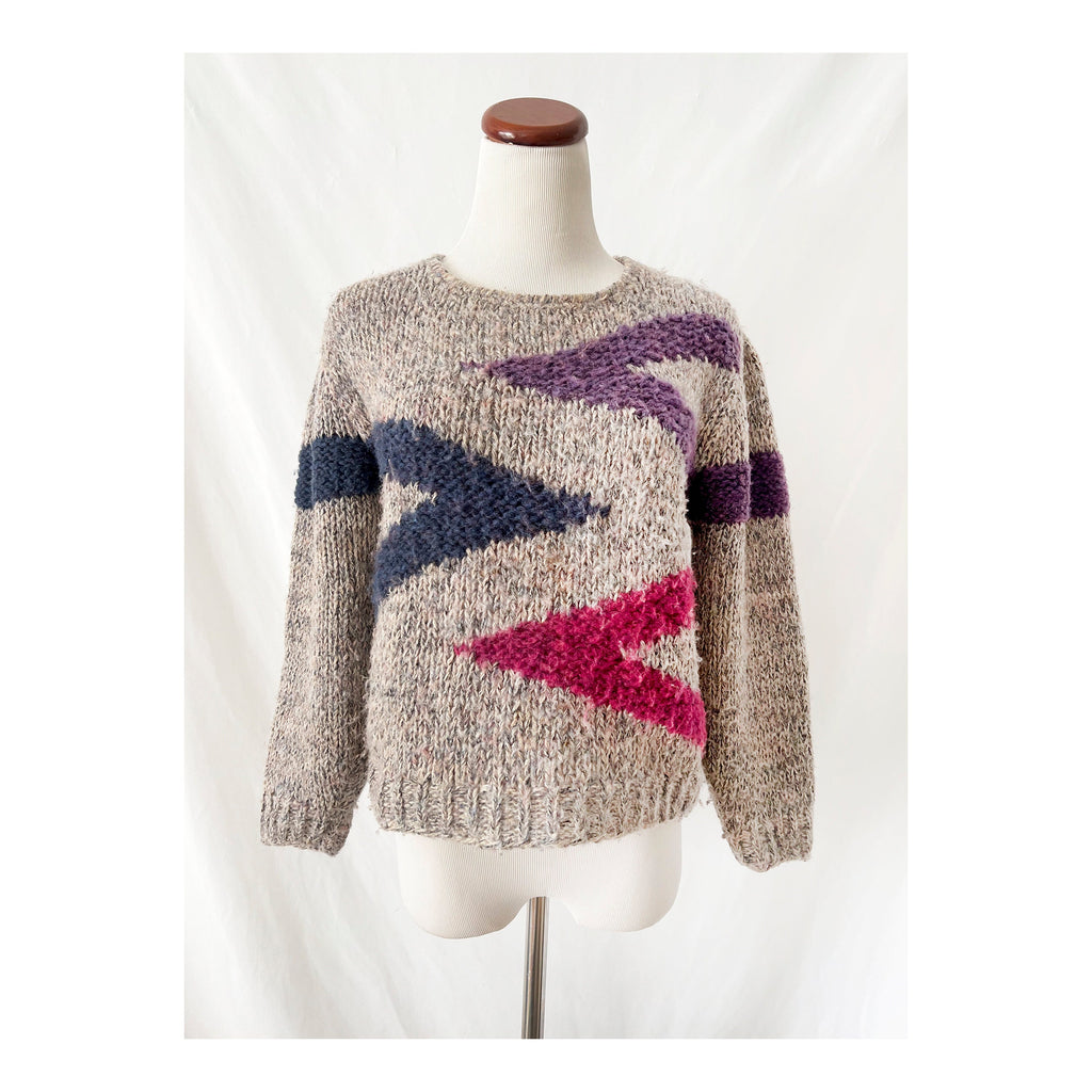 Vintage 80s Zig Zag Knit Sweater: Collage by Hand, Small