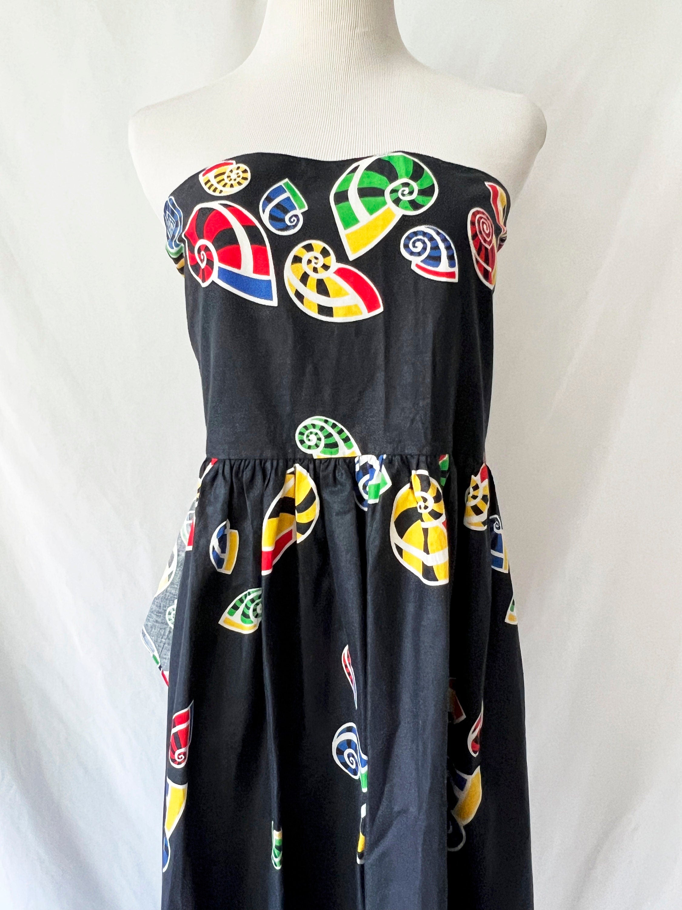 vintage strapless dress and over shirt seashells cotton set michalle vollbrach medium