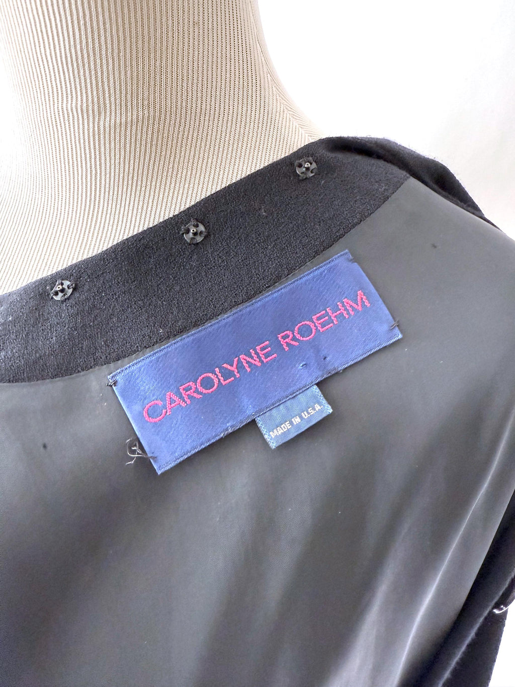 vintage Carolyn Roehm black wool dress Medium