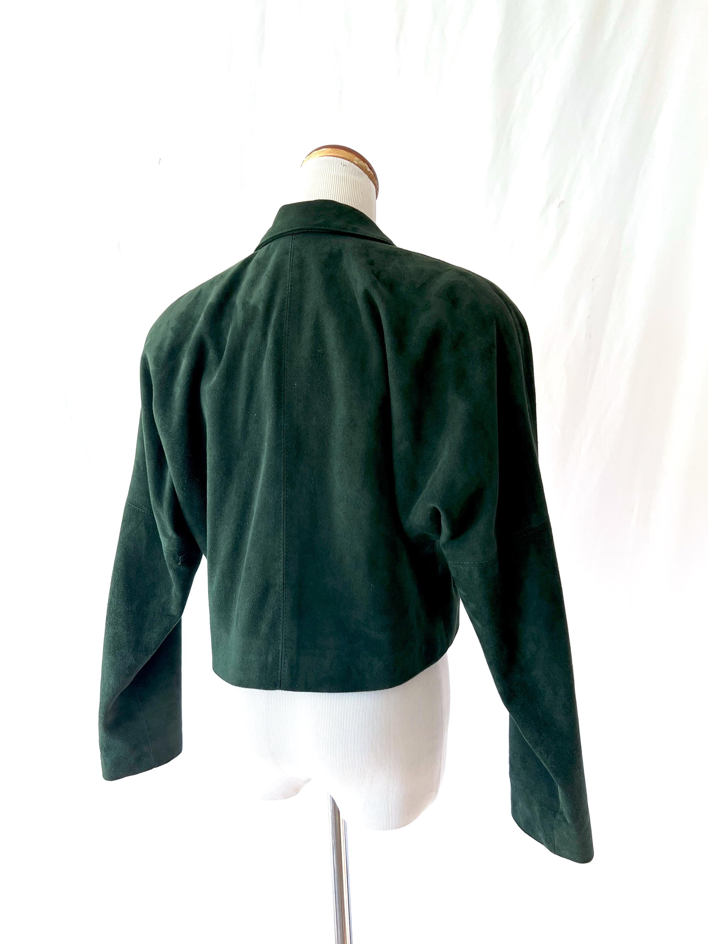 dark green cropped suede jacket / anne klein II / medium