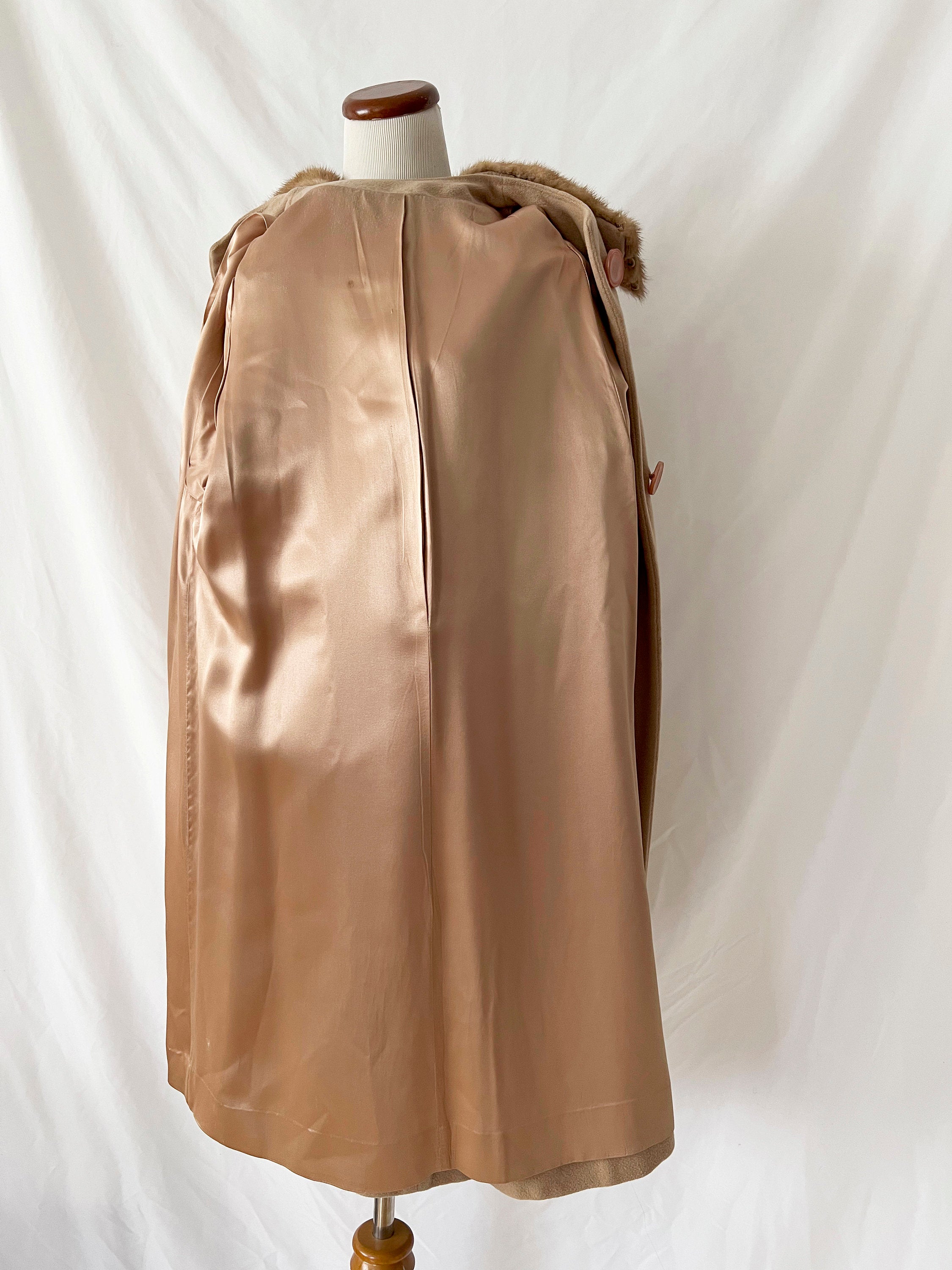 vintage 1960s cashmere and fur coat medium