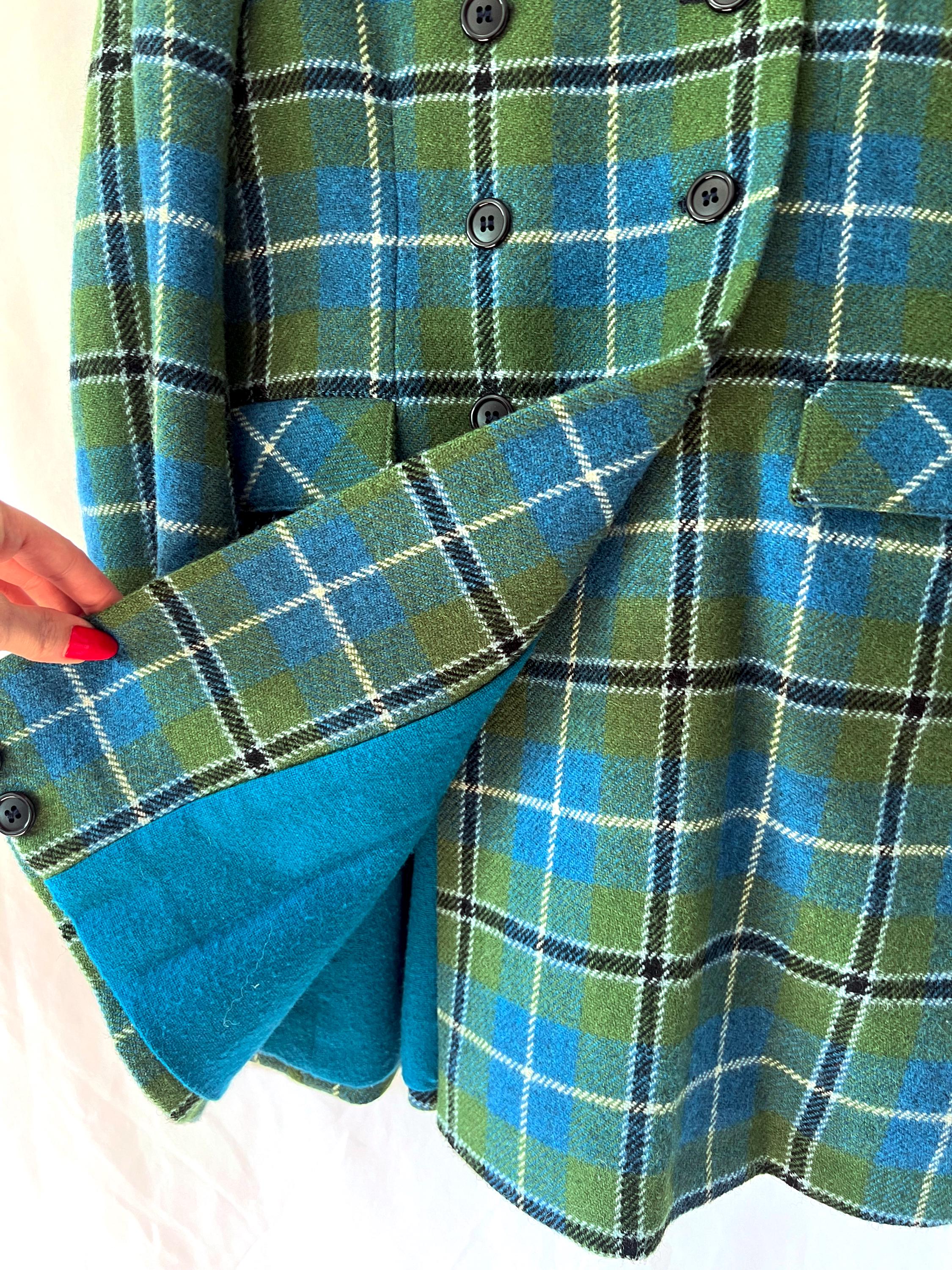 Vintage Plaid Wool Coat: Glenconner Kids Size 6X, Made in England