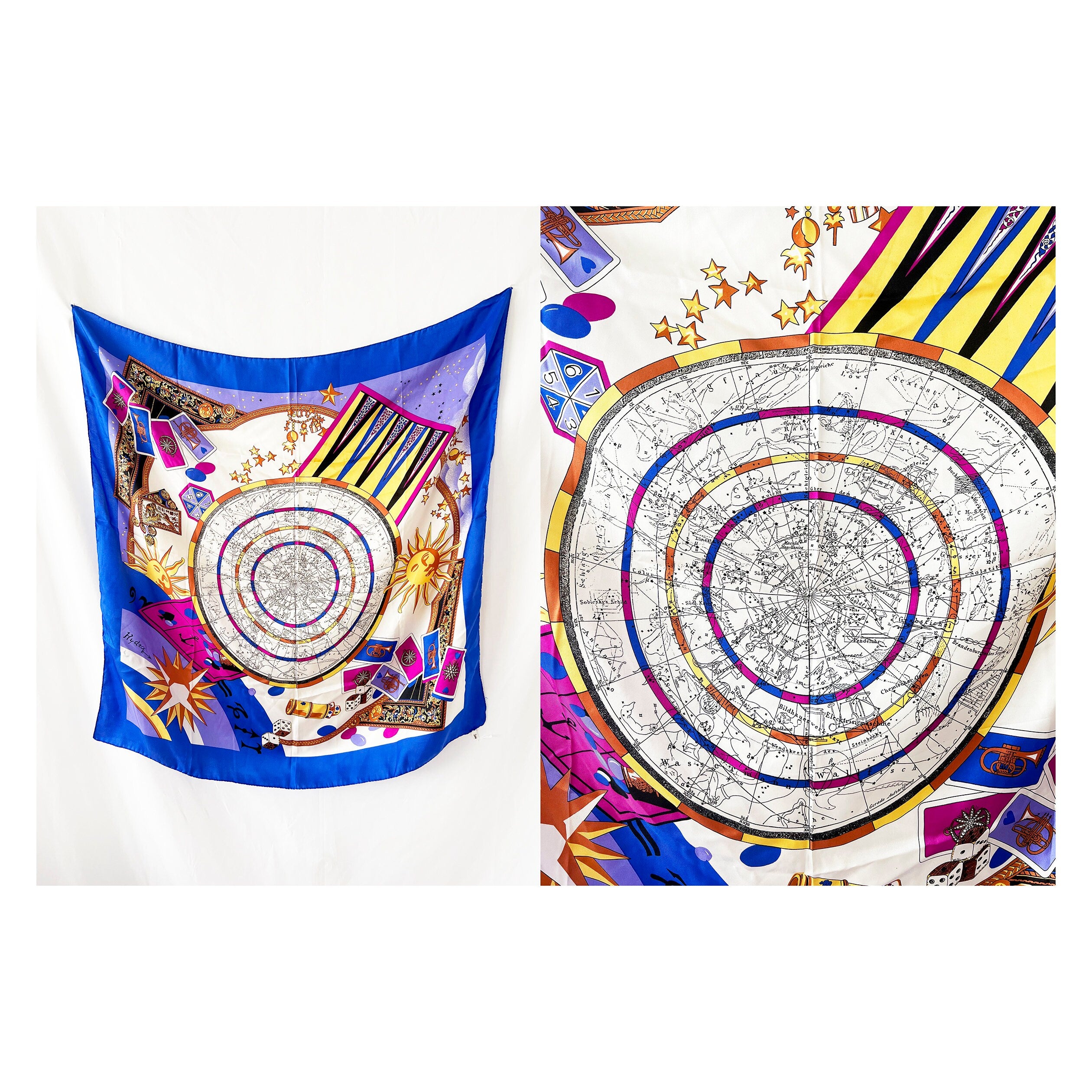 suns signs astrology  silk scarf large square / sun sign zodiac / neiman marcus