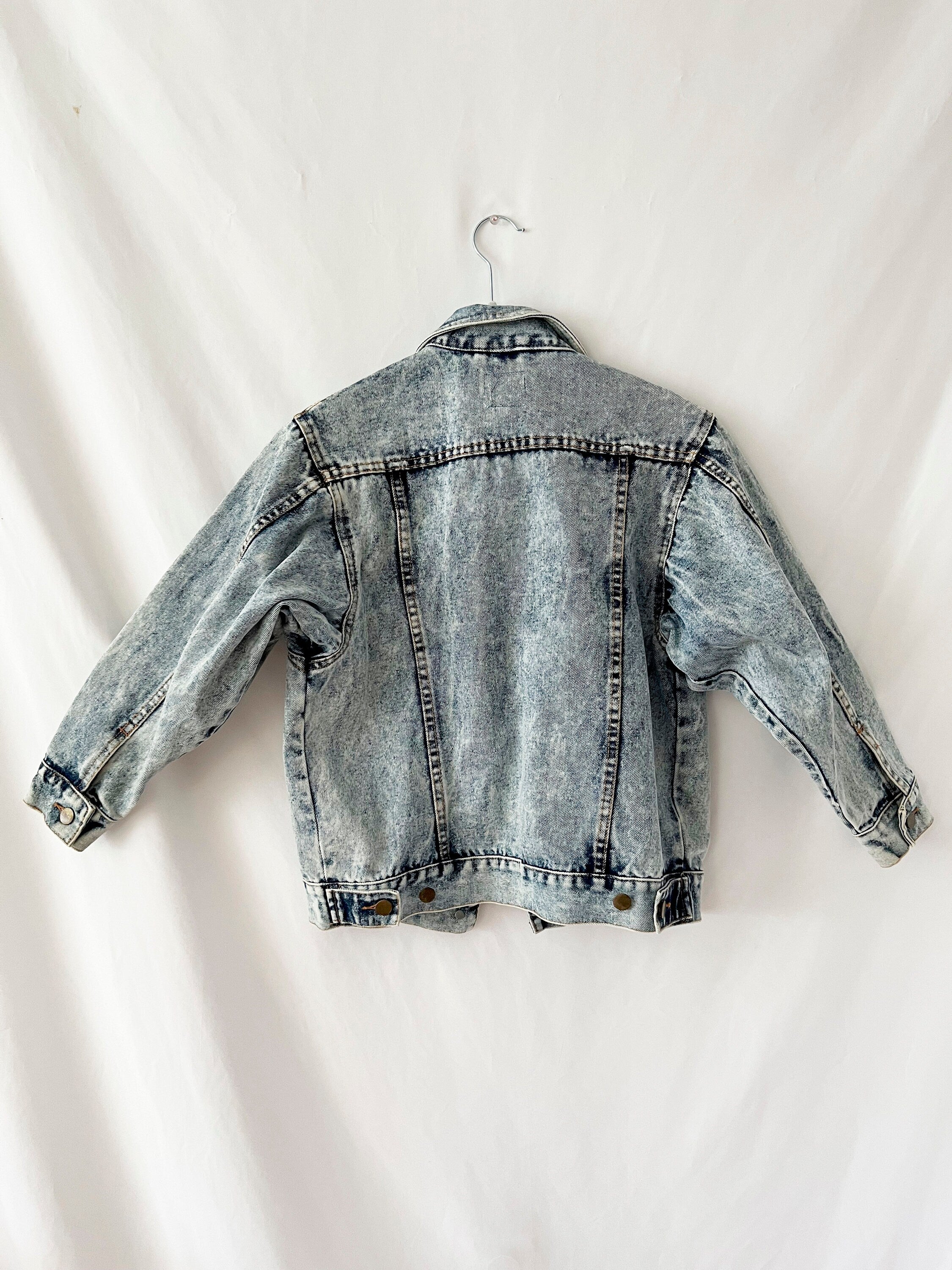 vintage 80s acid wash denim jacket xs