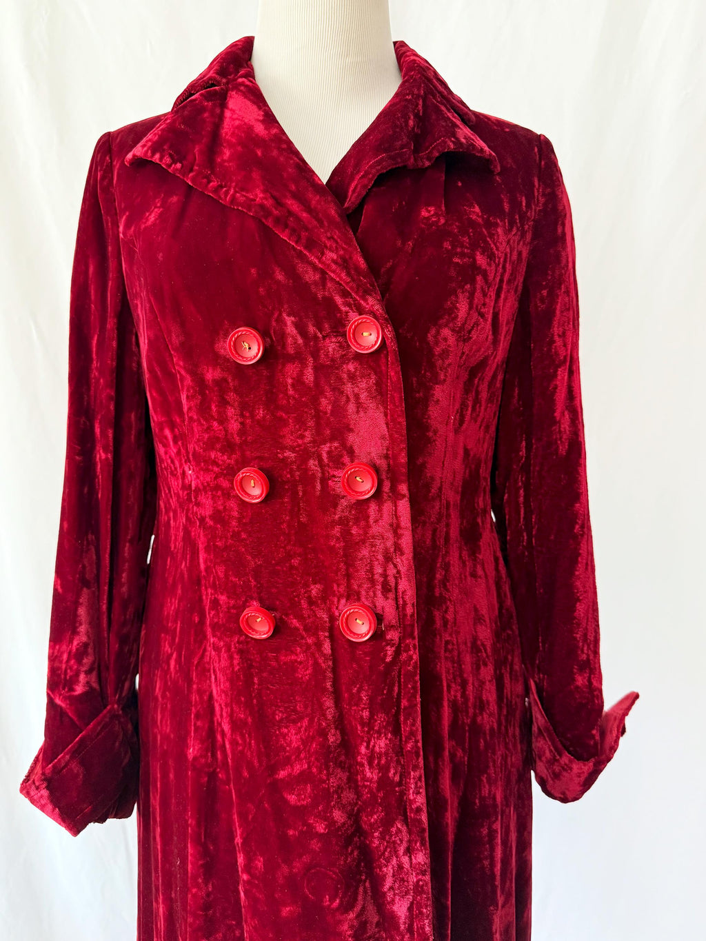 vintage red crushed velvet jacket small