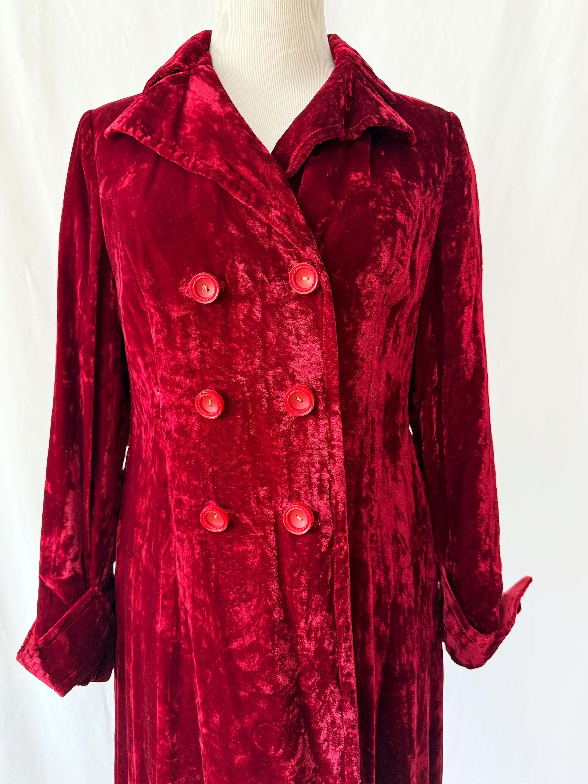 vintage red crushed velvet jacket small