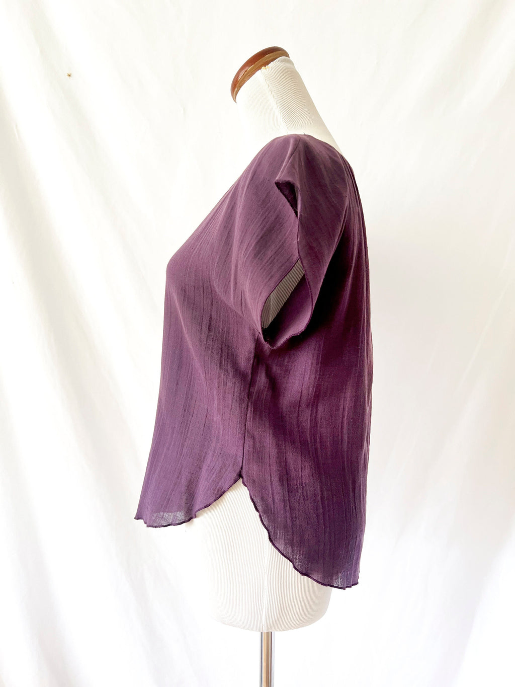 vintage 60s top  / plum purple blouse / airy cotton top / small