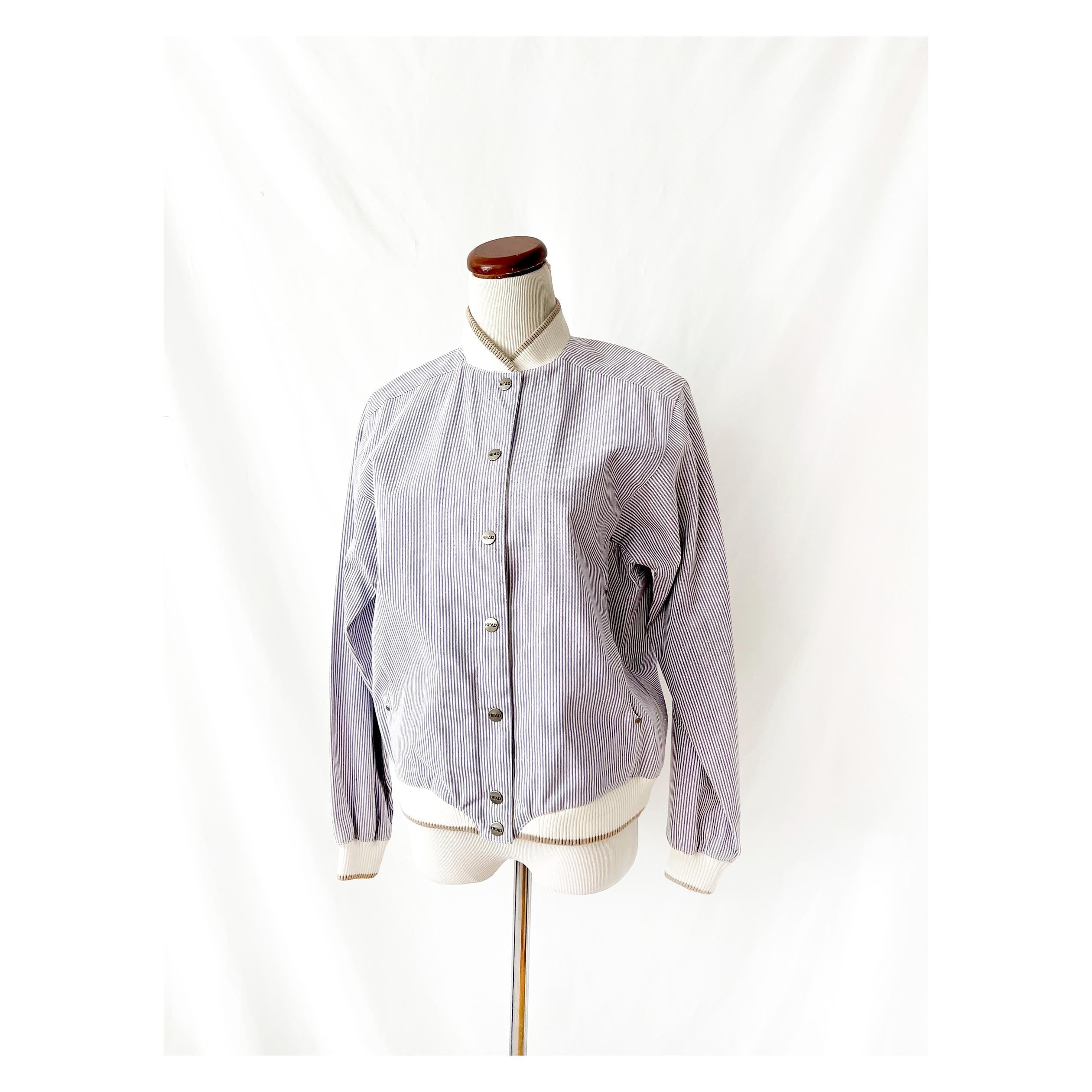 Vintage 80s HEAD Tennis Jacket: Pinstripe Varsity Style, Size Medium
