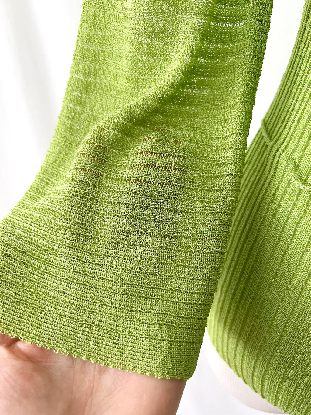 sufer paris 70S green knit top vintage parisian fashion small