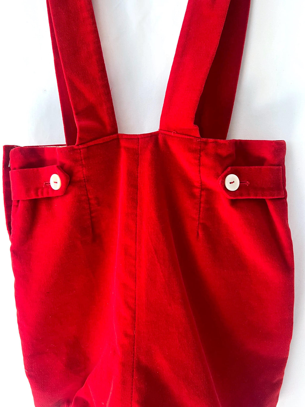 toddler size 4  1960s red velvet suspender shorts