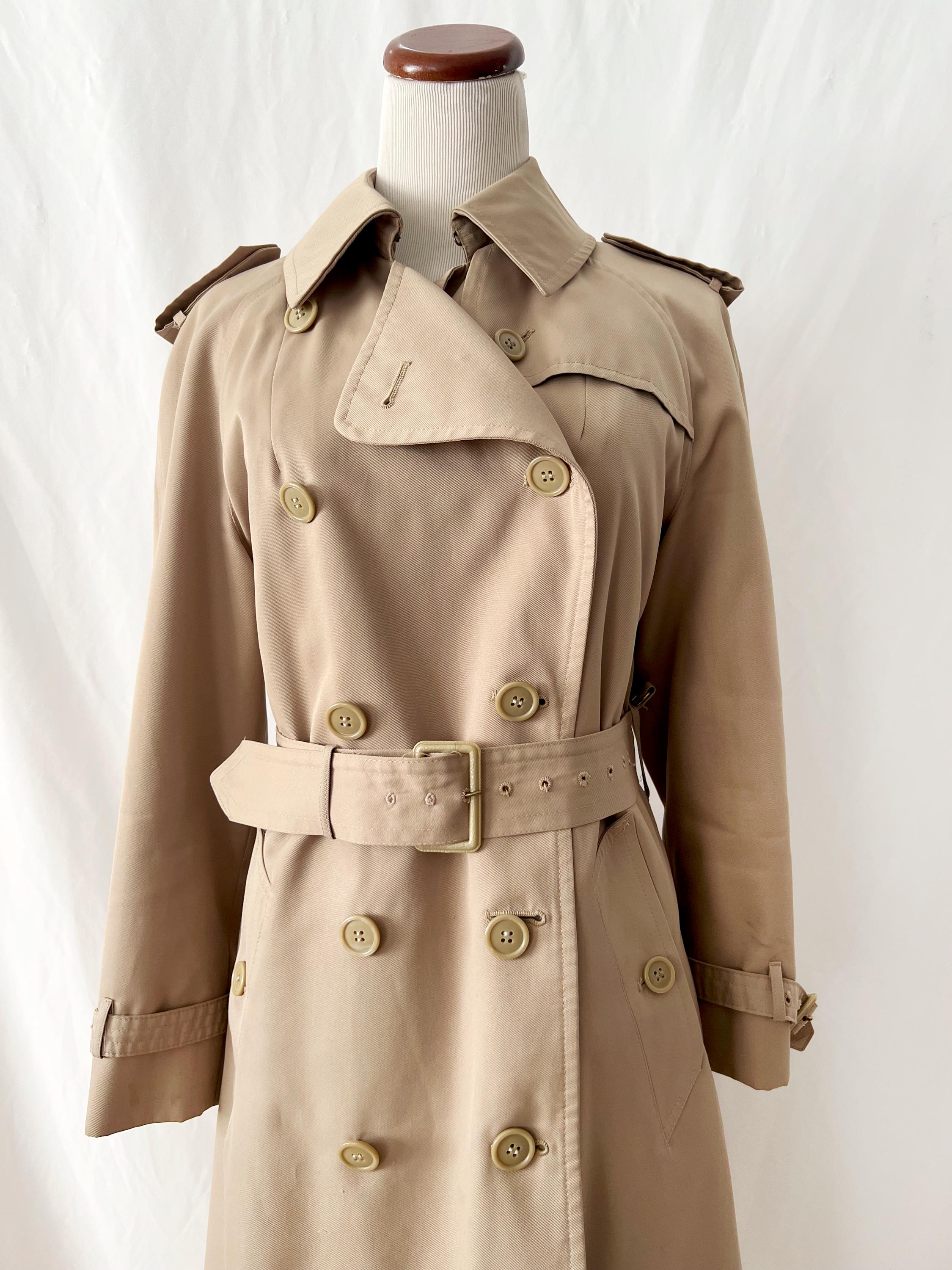 Vintage Misty Harbor Trench Coat: 70s-80s Double Breasted Midi, Size Medium