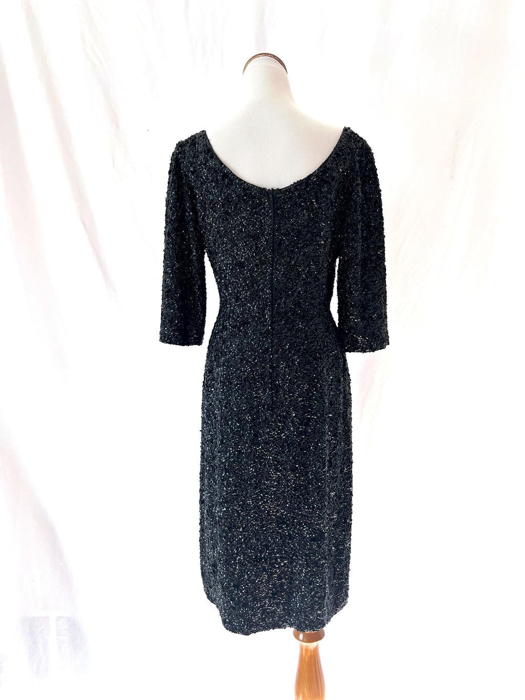1960s vintage sequin black wiggle dress Gene Shelly Medium