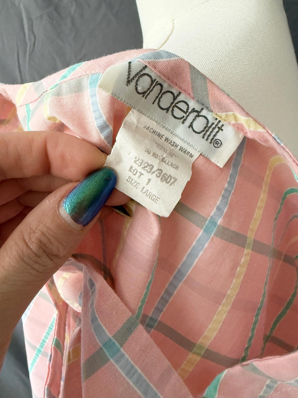 Vintage 1980s Pink Plaid Top Large