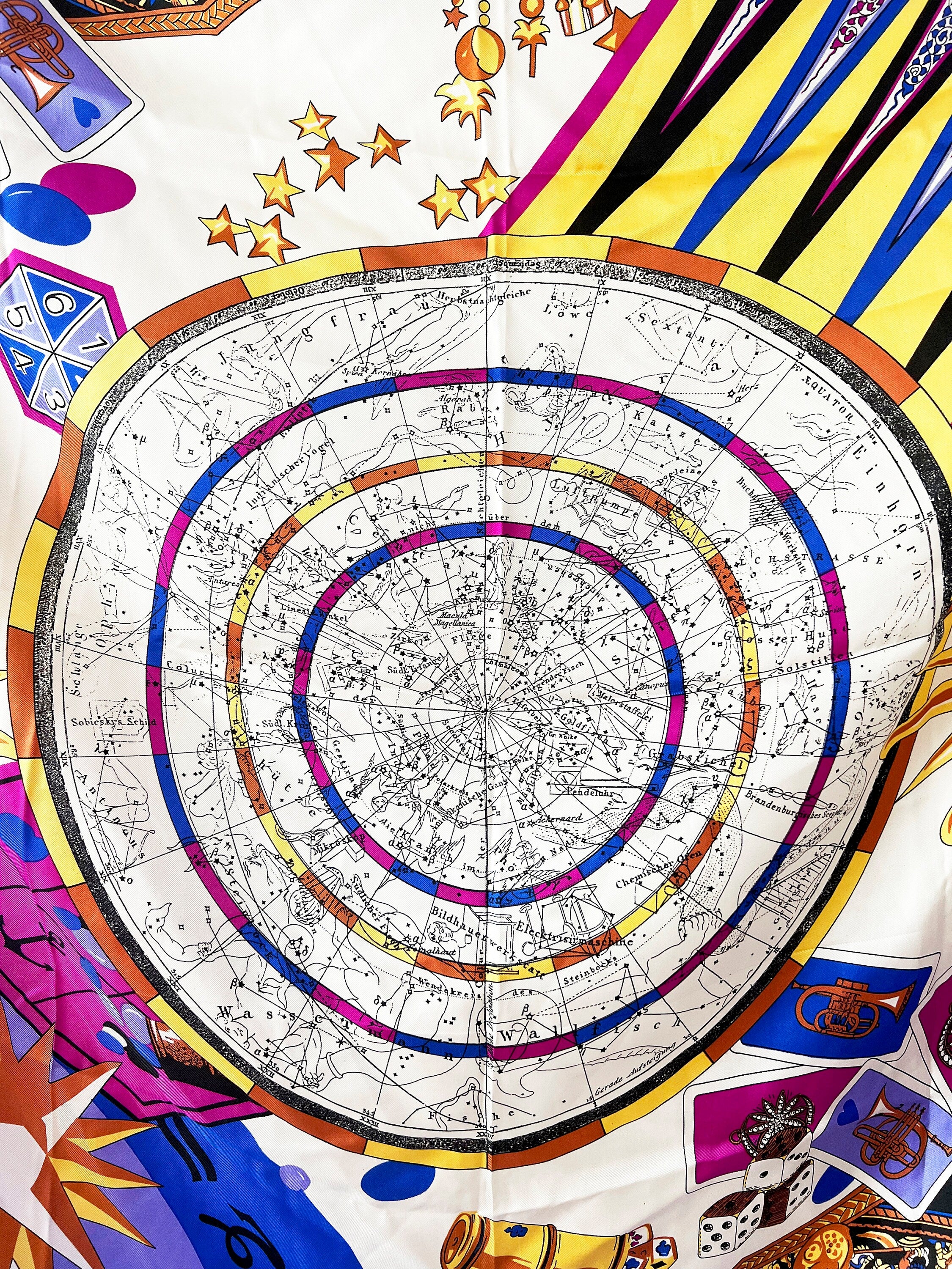 suns signs astrology  silk scarf large square / sun sign zodiac / neiman marcus