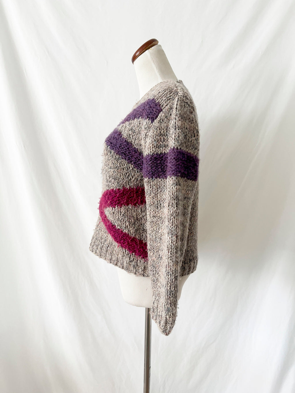 Vintage 80s Zig Zag Knit Sweater: Collage by Hand, Small