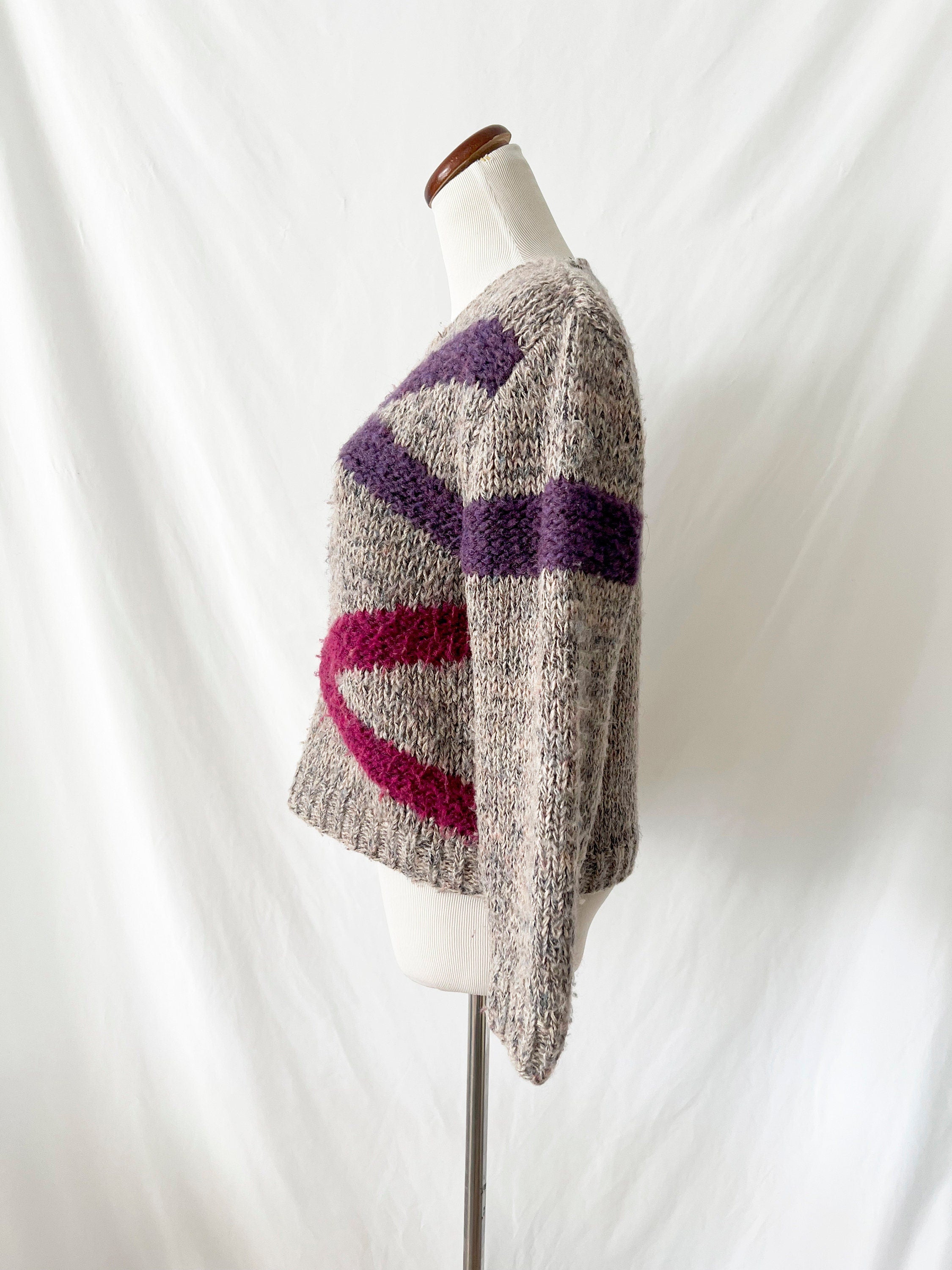 Vintage 80s Zig Zag Knit Sweater: Collage by Hand, Small