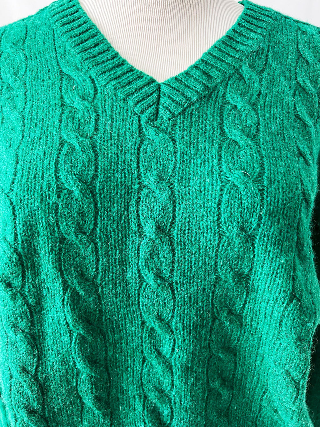 vintage cable knit sweater / emerald green shetland wool sweater / braemer international / medium