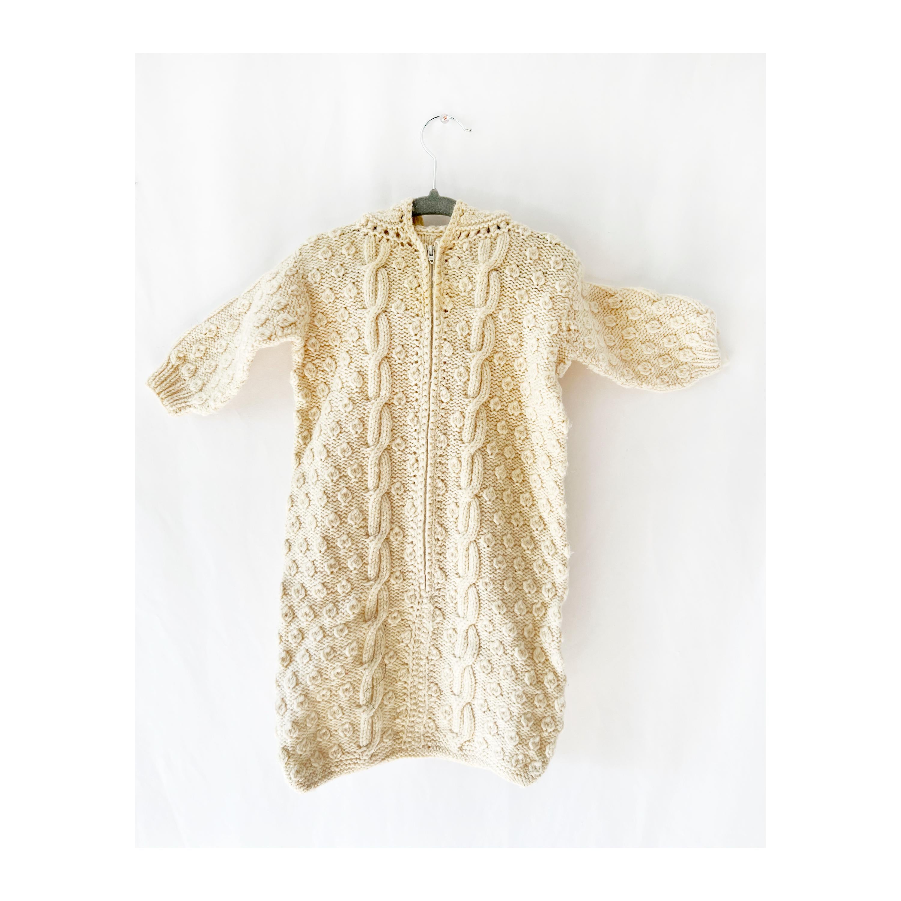 Vintage Knit Ivory Baby Bunting Sweater 0-6 months / wool sleeping bag for babies