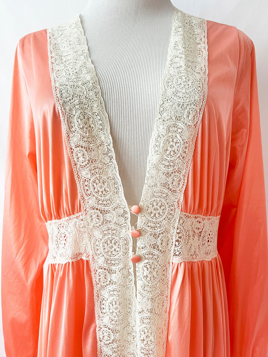 miss elaine 1970s vintage pegninoir robe sexy long house dress  medium