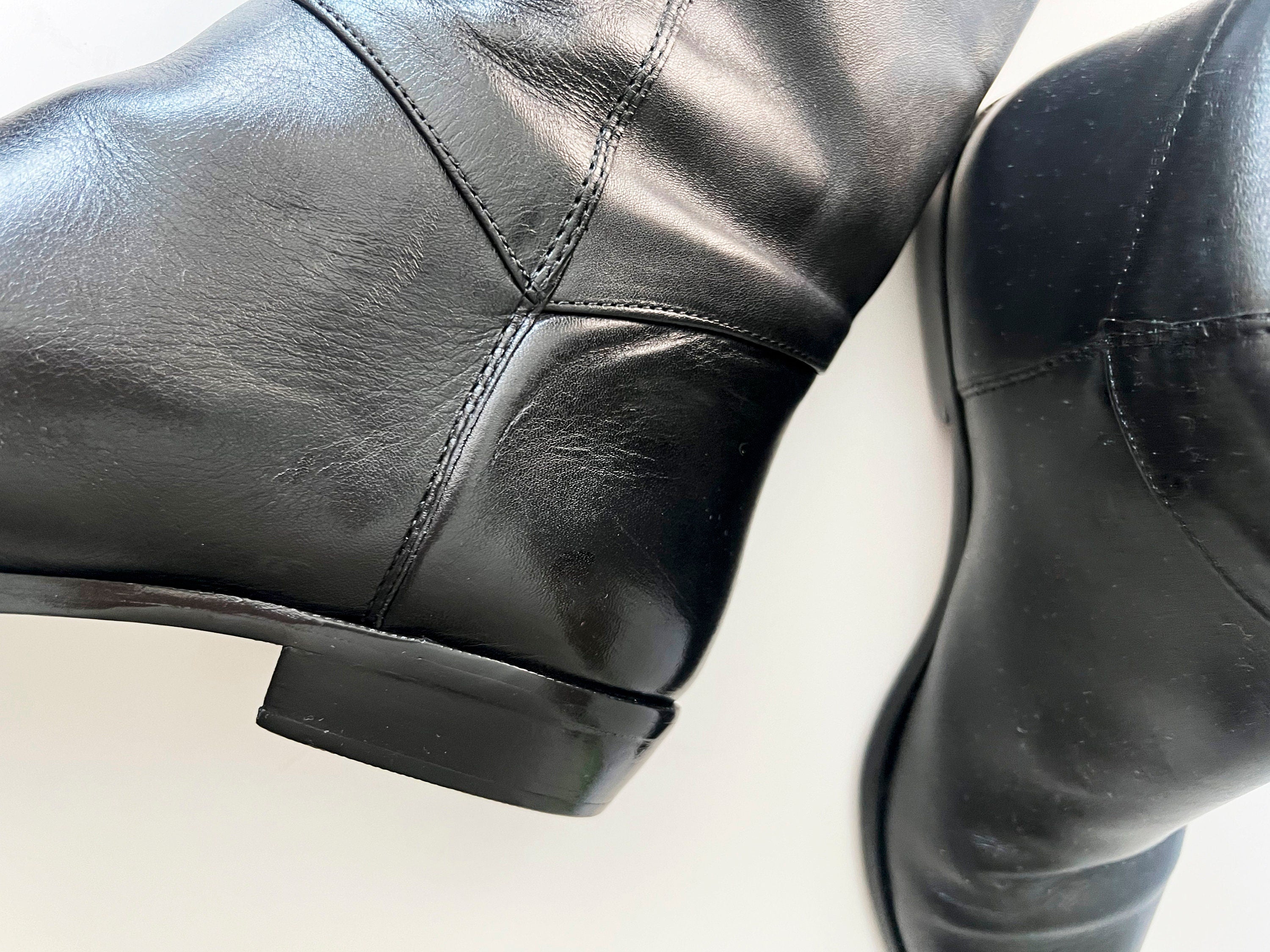 Vintage Nine West Black Leather Riding Boots - Size 7.5