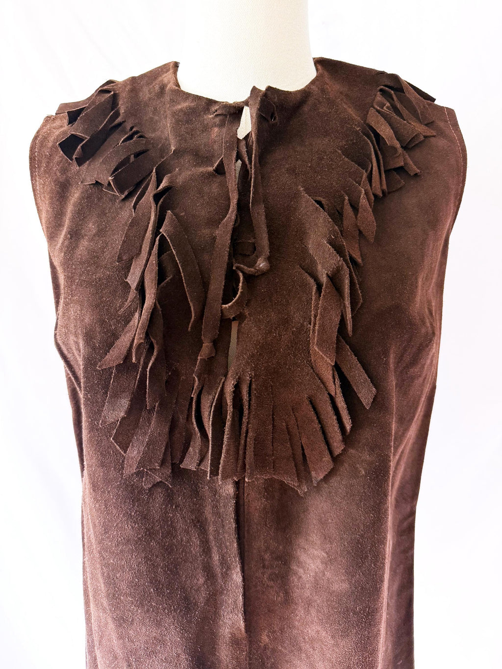 Vintage 60s  Leather Fringe Mini Dress El Greco Small