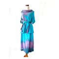 vintage 1980s handwoven skirt set / turquoise and pink / dreamweaver / medium