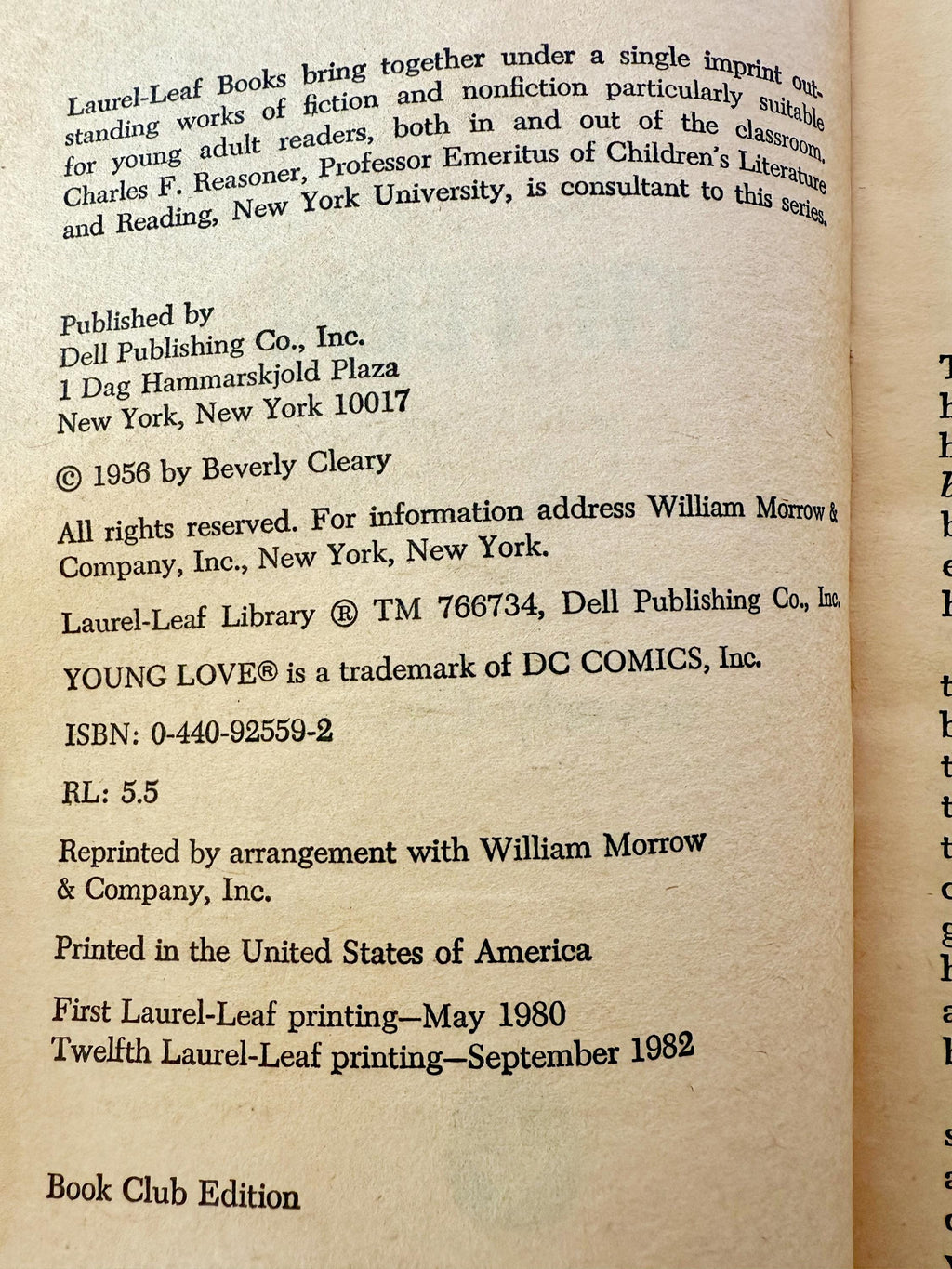 Vintage 'Fifteen' Book by Beverly Cleary - Young Adult Novel