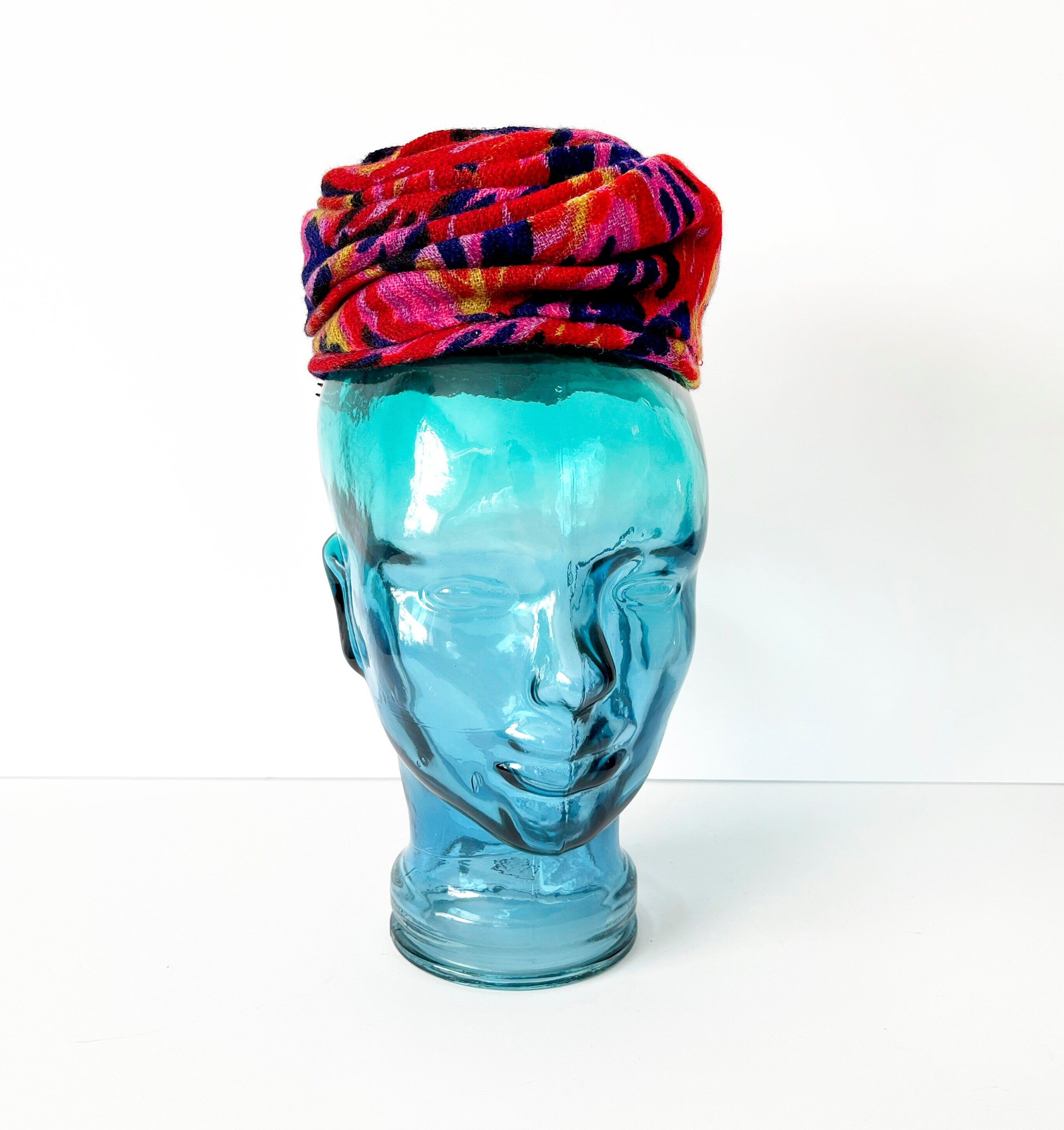 vintage 1960s pill box fascinator hat multicolor rainbow