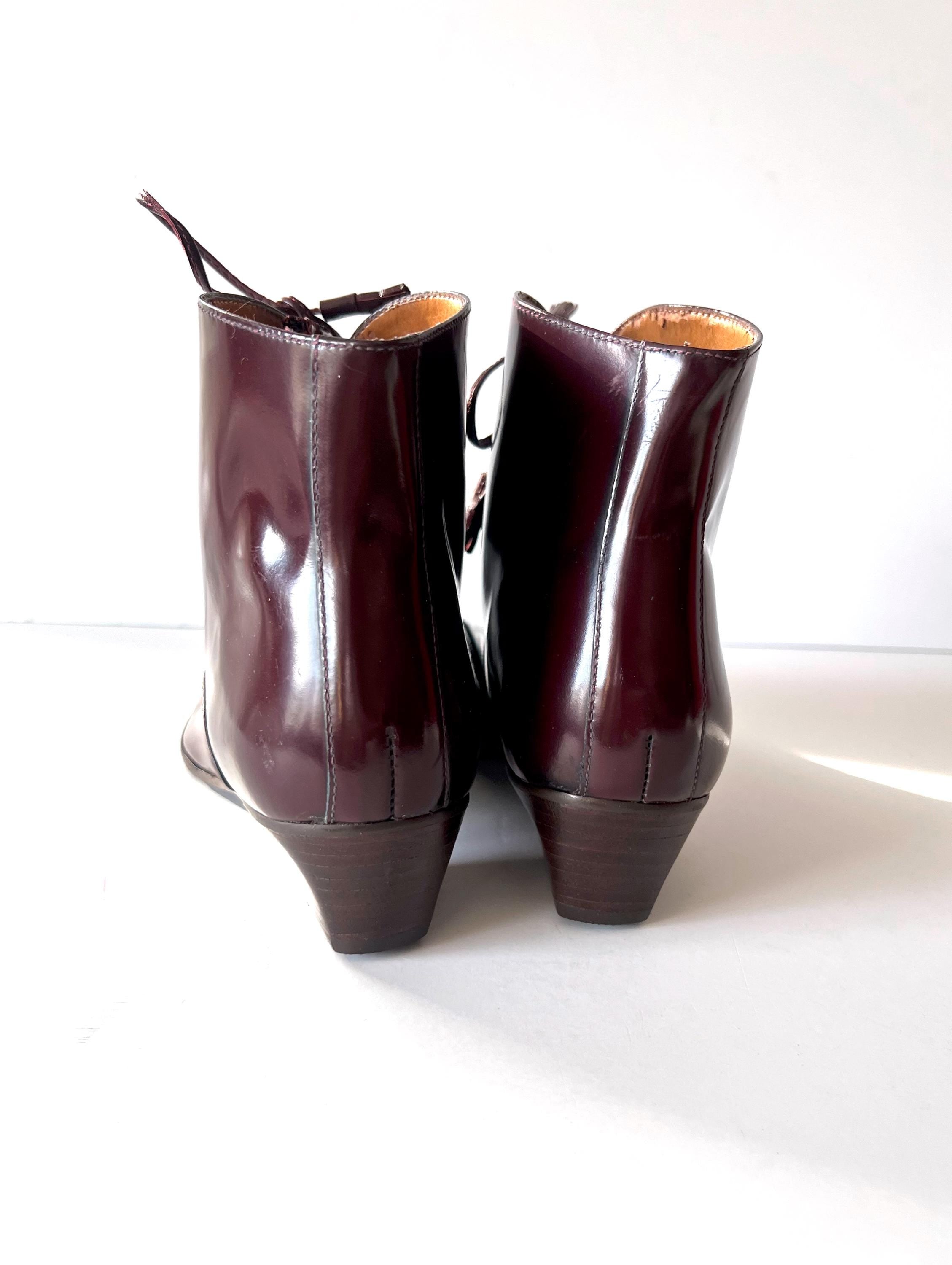 vintage 1980s burgundy ankle boots / liz claiborne / 7.5