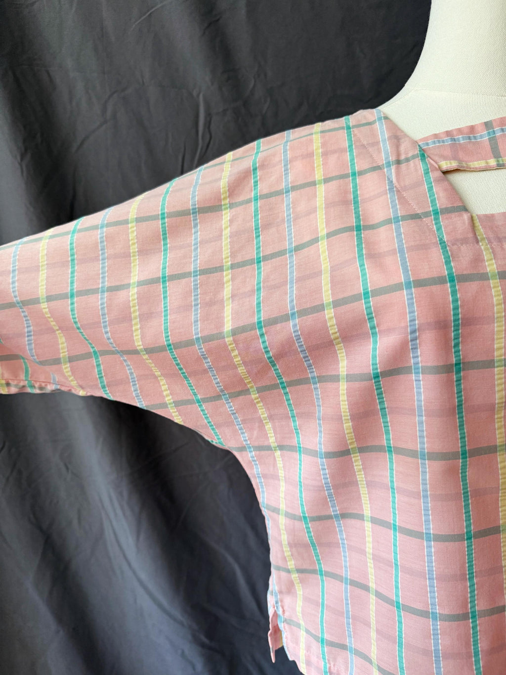 Vintage 1980s Pink Plaid Top Large