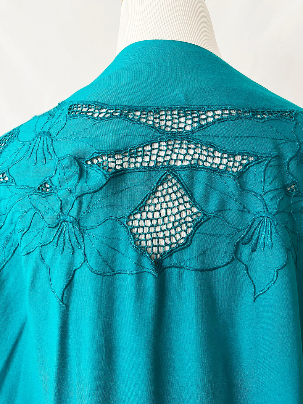 vintage 1980s cut out cardigan rayon hibiscus shawl kimono large  xlarge