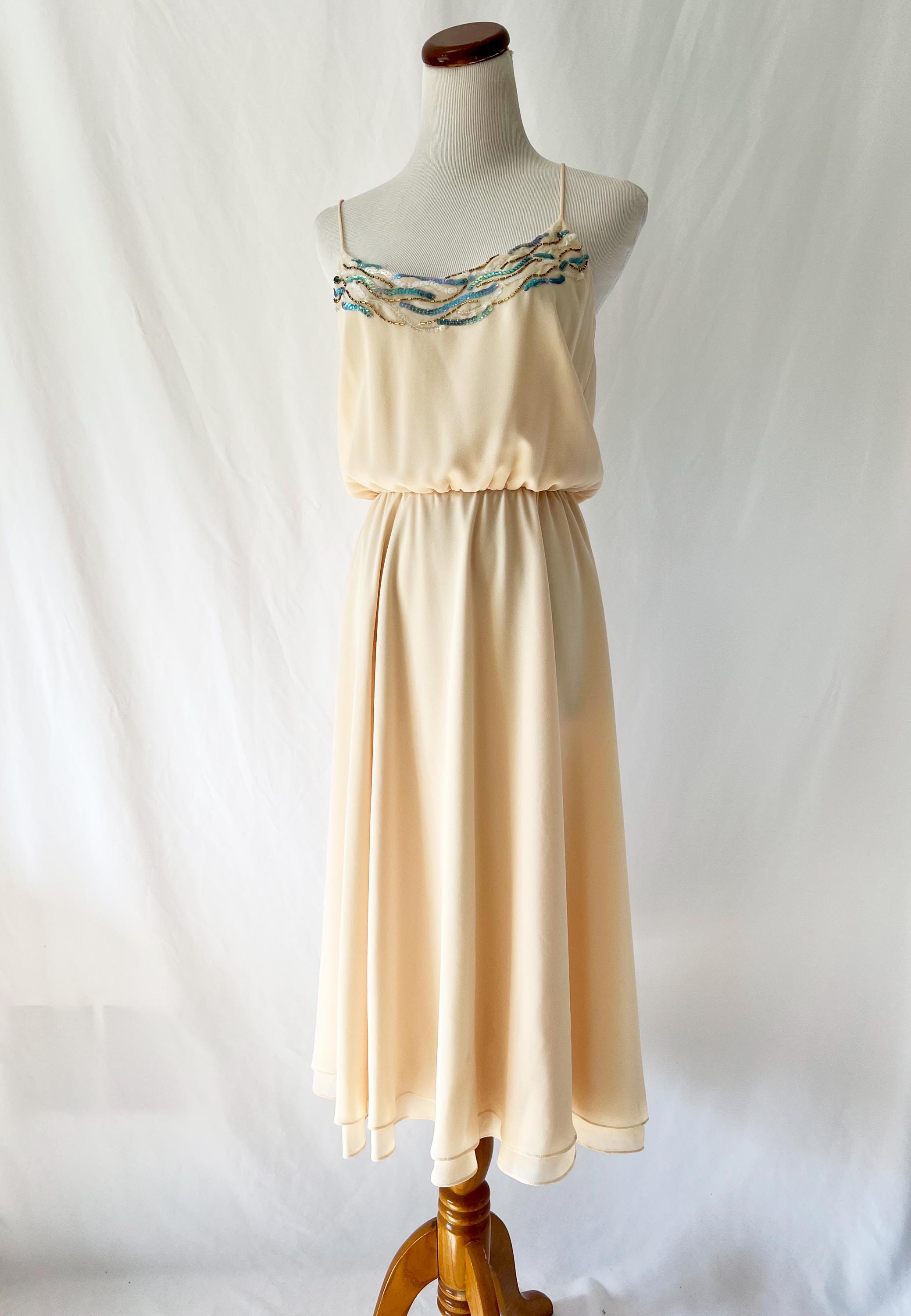 Vntg 1970s AJ Bari  for neiman marcus sequined party dress with shrug medium