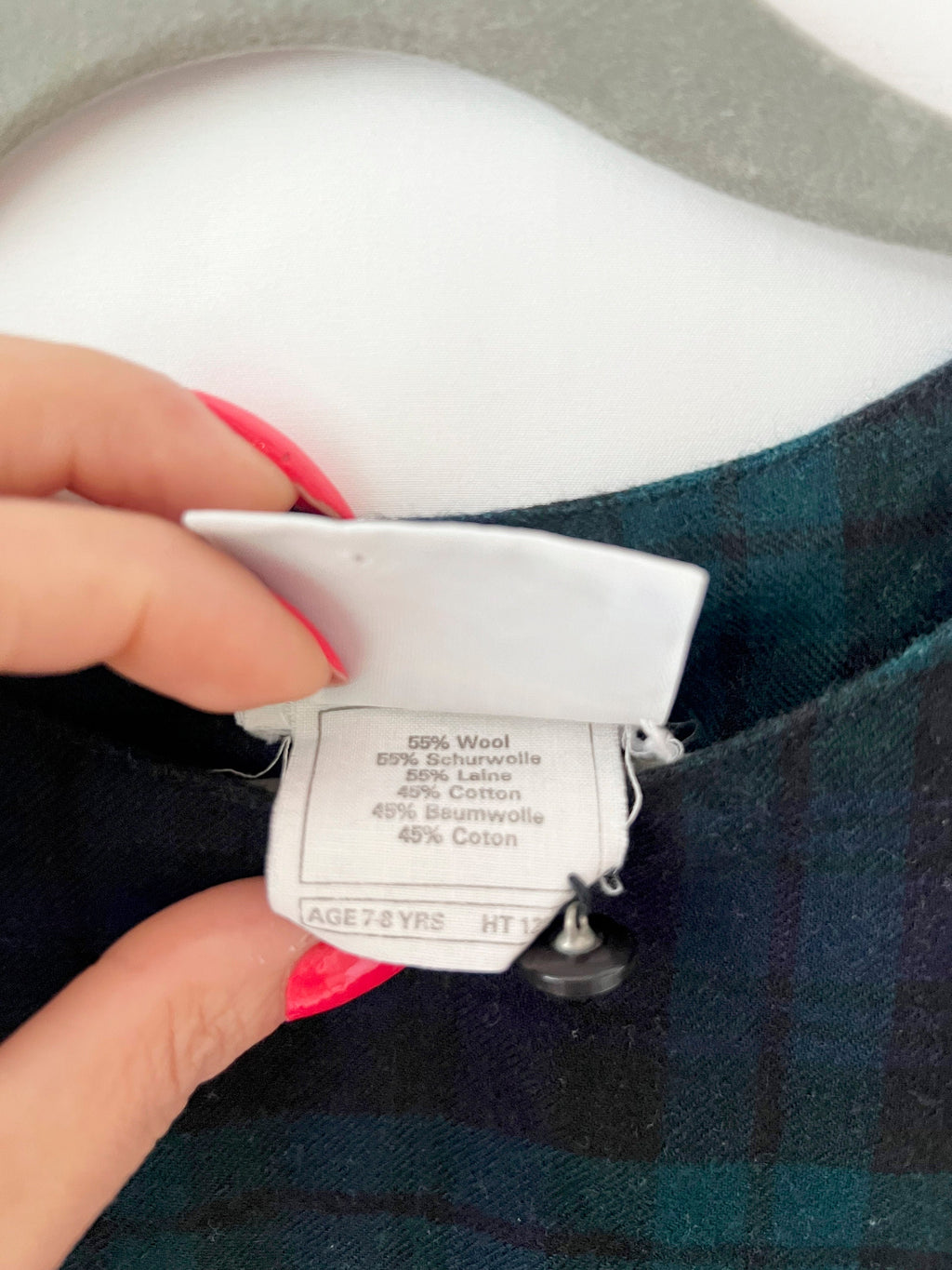 laura ashley dress black watch plaid  flannel dress for girls size 7-8