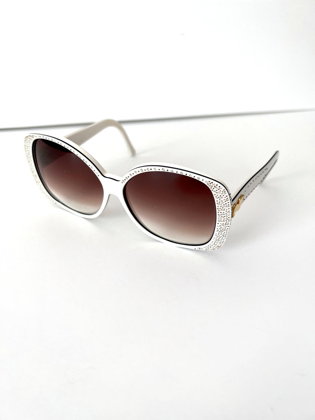 Vintage Nina Ricci Sunglasses: White Frame Rhinestone Sunglasses, Made in France