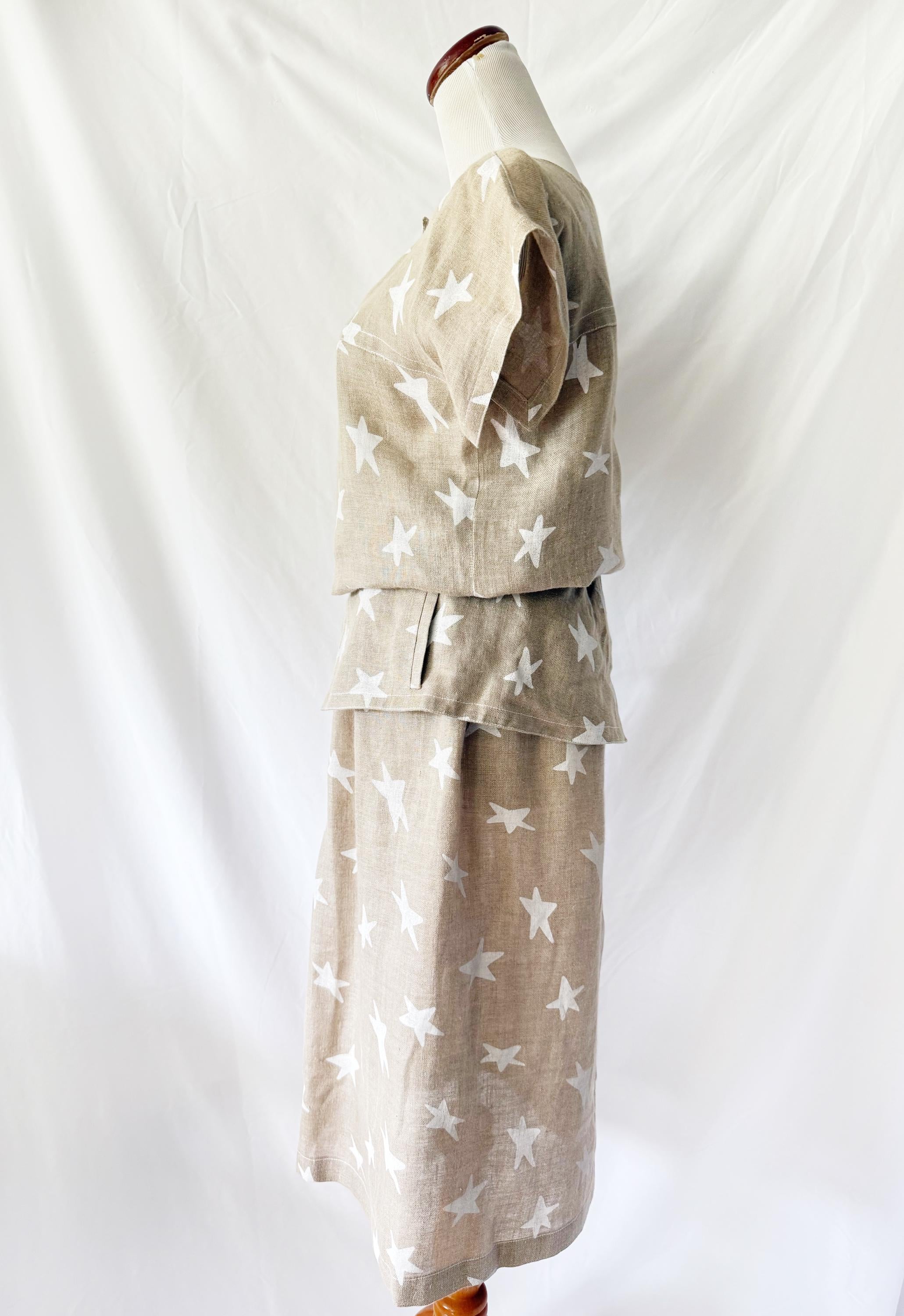 Stars Linen Peplum Skirt Set Small