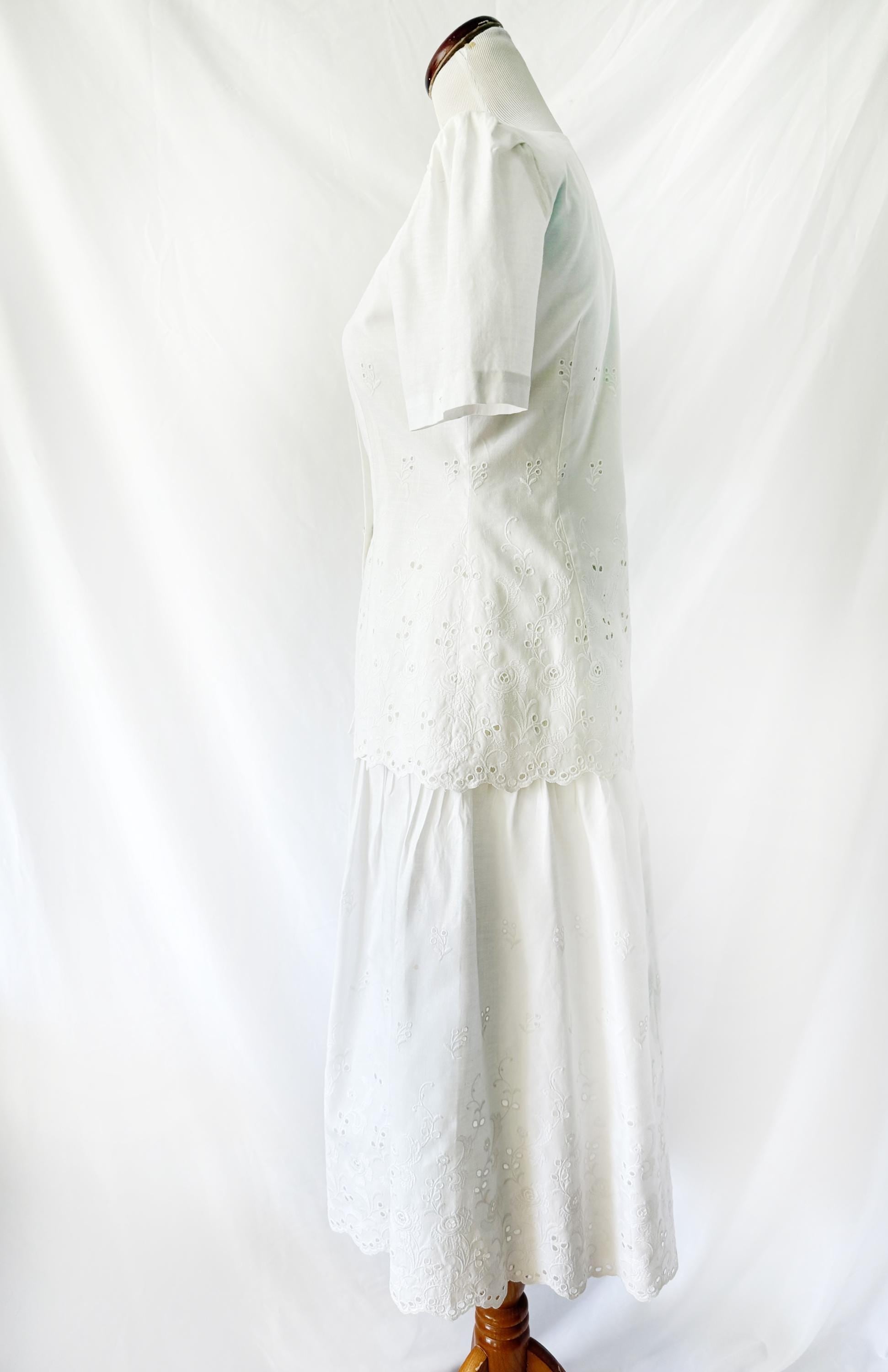 White Eyelet Cotton 2Piece Skirt Set Size 6