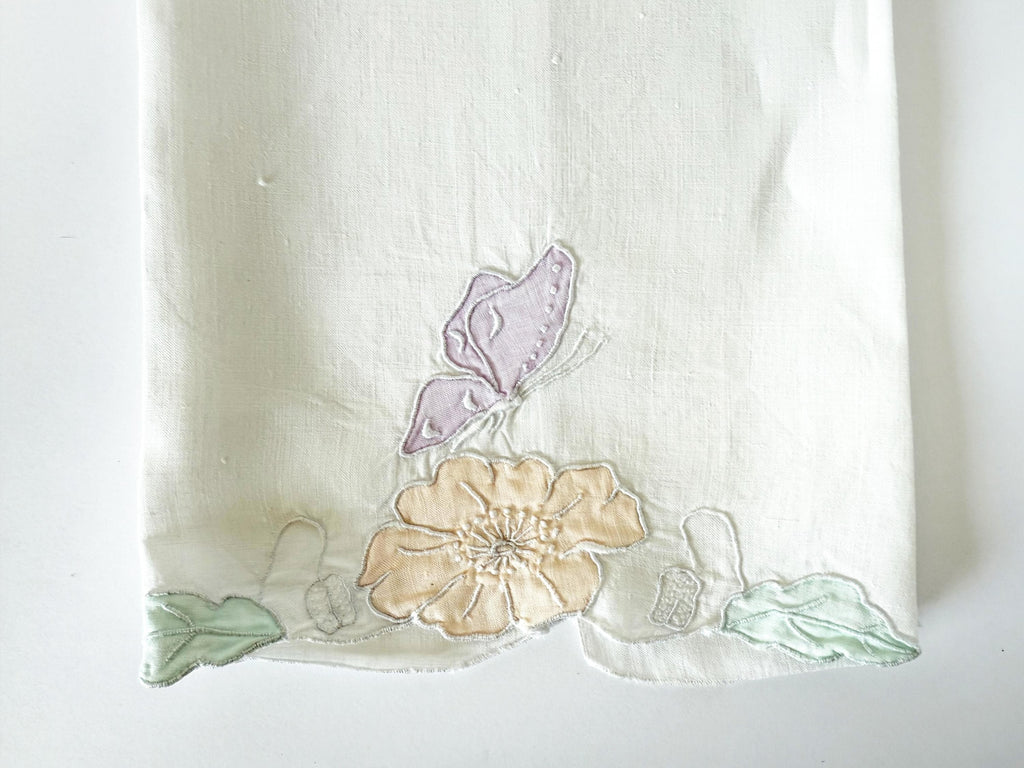 Butterfly and Flowers Embroidered Fingertip Towel