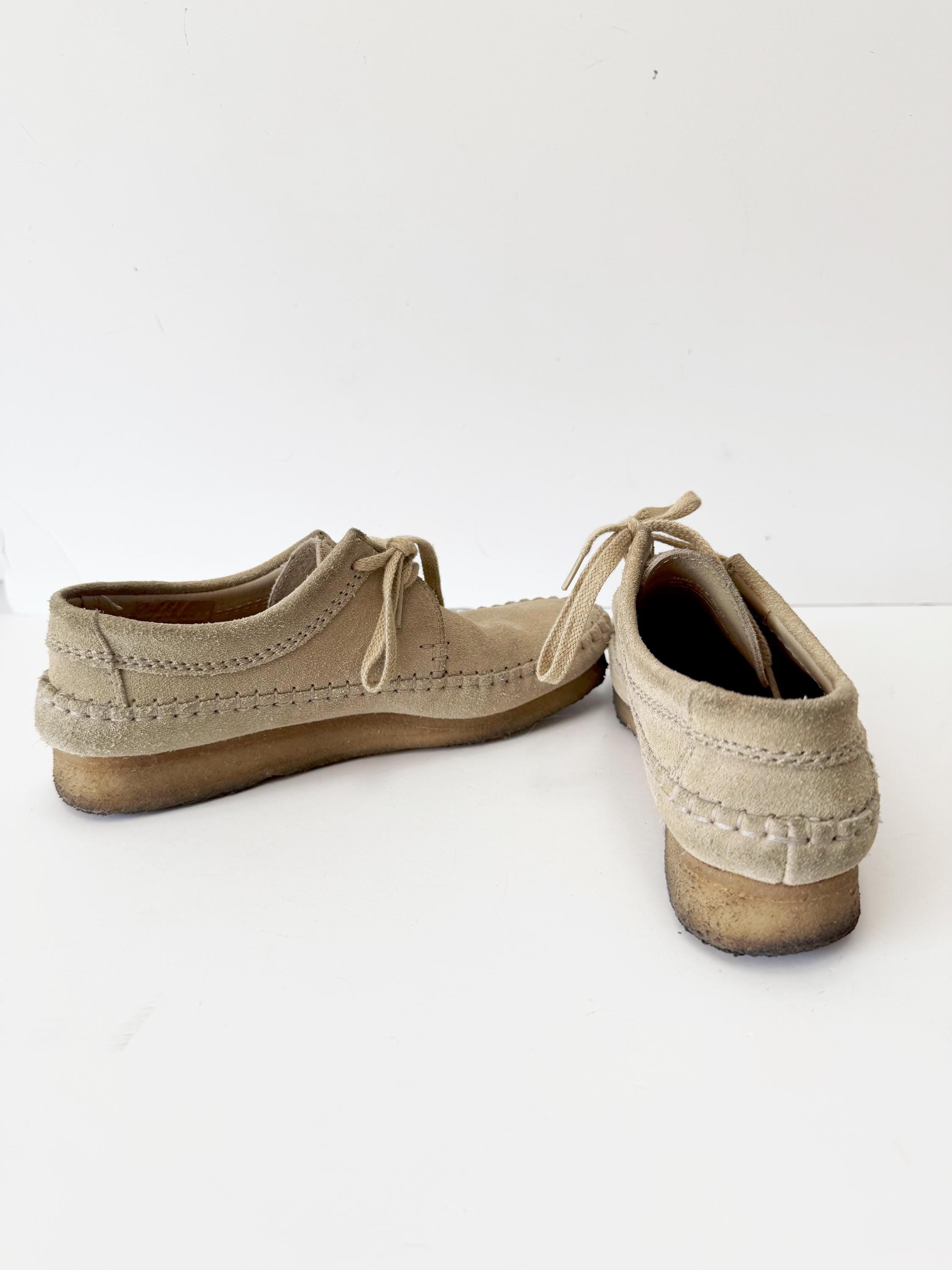 vintage clarks beige moccasin lace up shoes size 8
