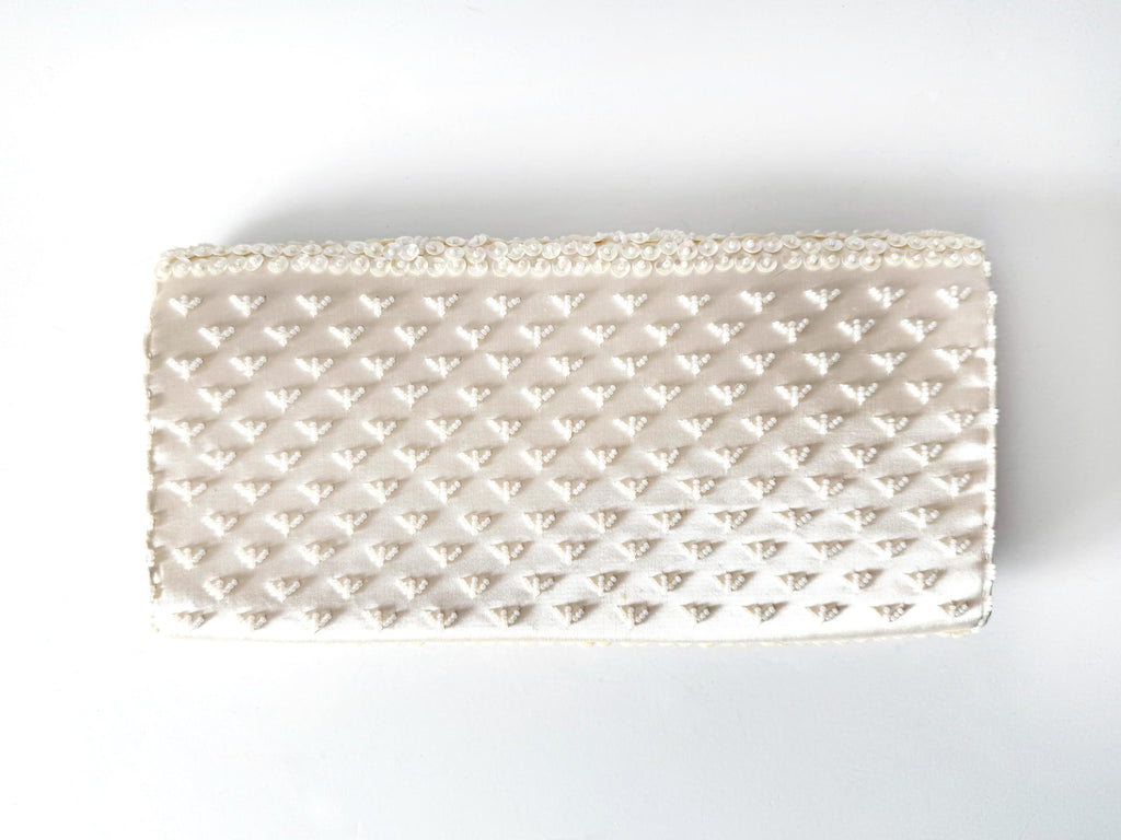 beaded rosettes vintage clutch