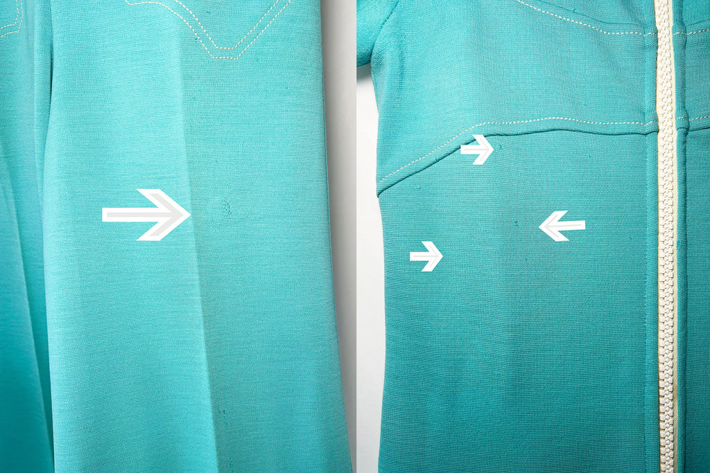 vintage 70s French jumpsuit turquoise zippered wool one piece  small