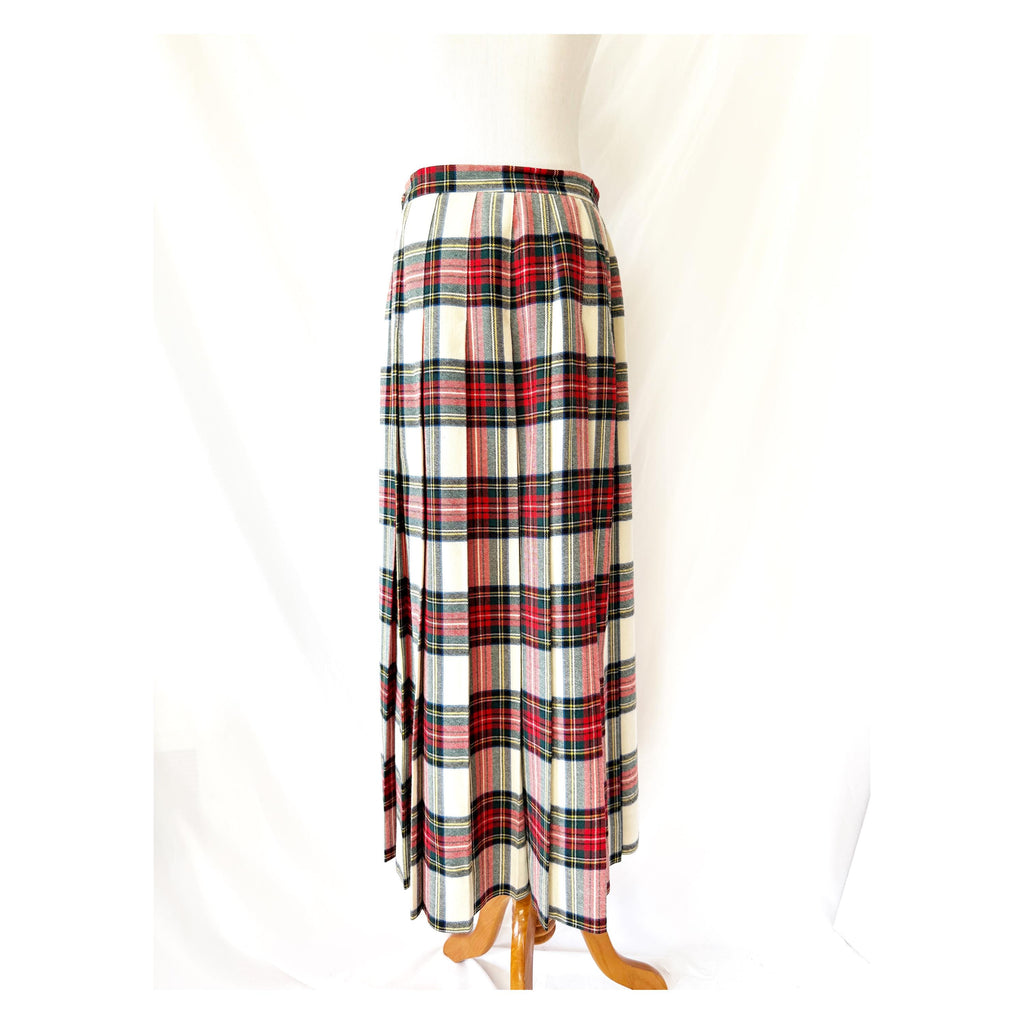 Bowdon Pleated Tartan Plaid Wool Maxi Skirt Medium