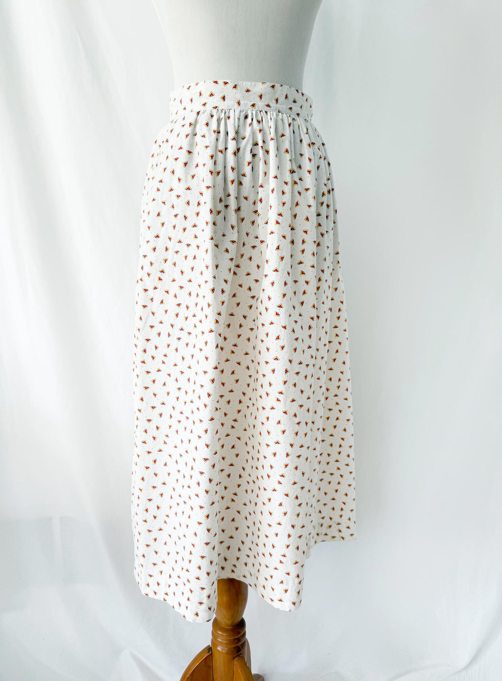 Vintage 1980s high waist white cotton skirt by Samantha Scott small